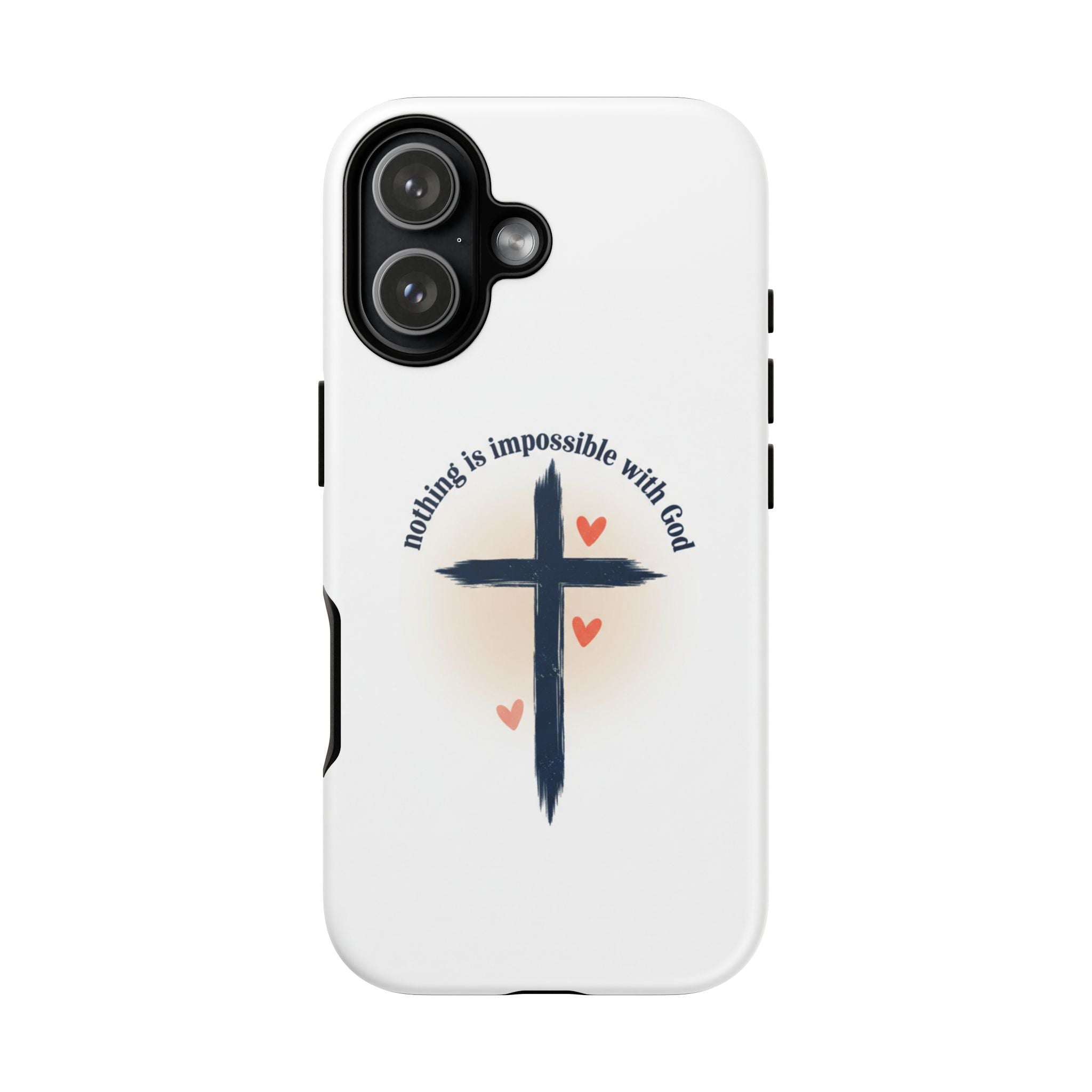 Christian Cross Phone Case — "Nothing Is Impossible With God" Inspirational iPhone Cover