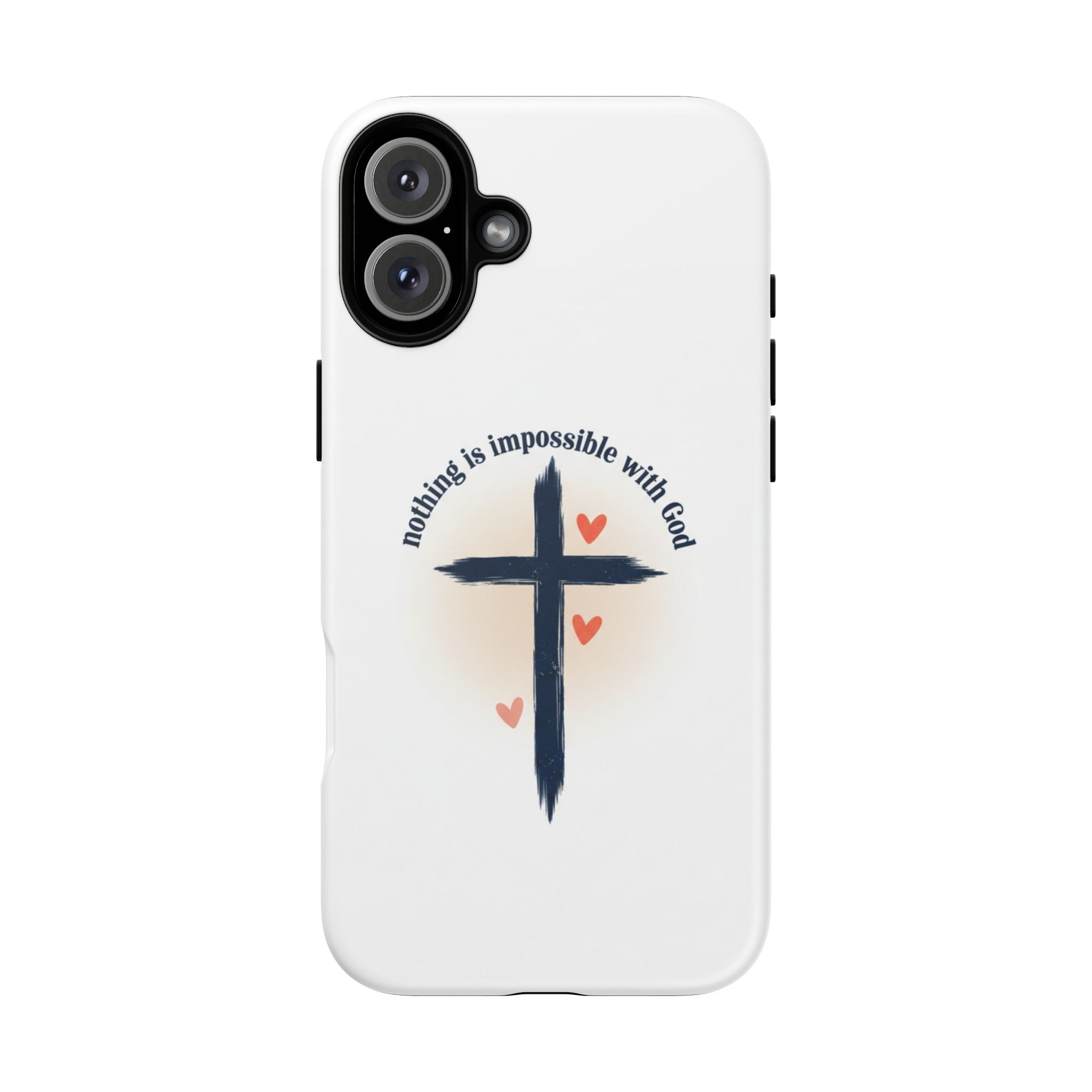 Christian Cross Phone Case — "Nothing Is Impossible With God" Inspirational iPhone Cover