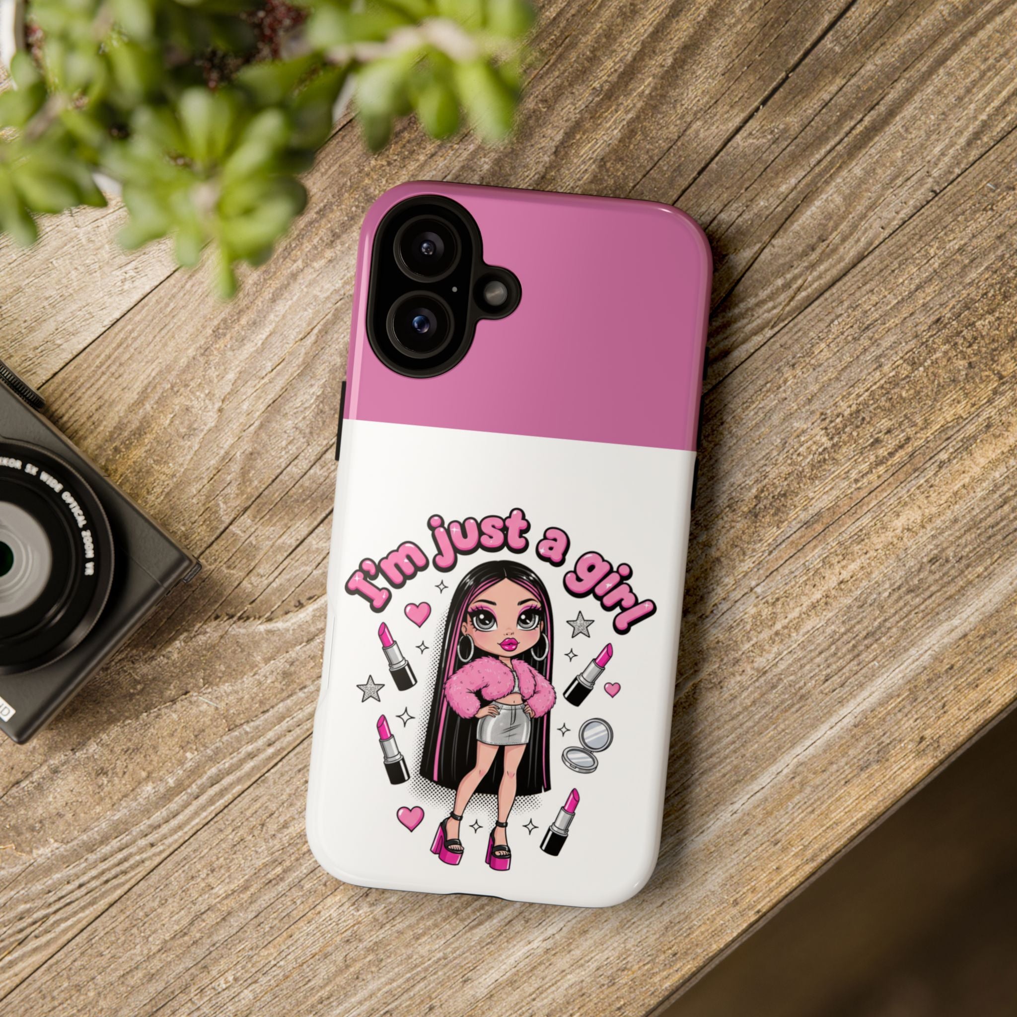 Phone Case — "I'm Just a Girl" Cute Makeup Girl Protective Tough Case