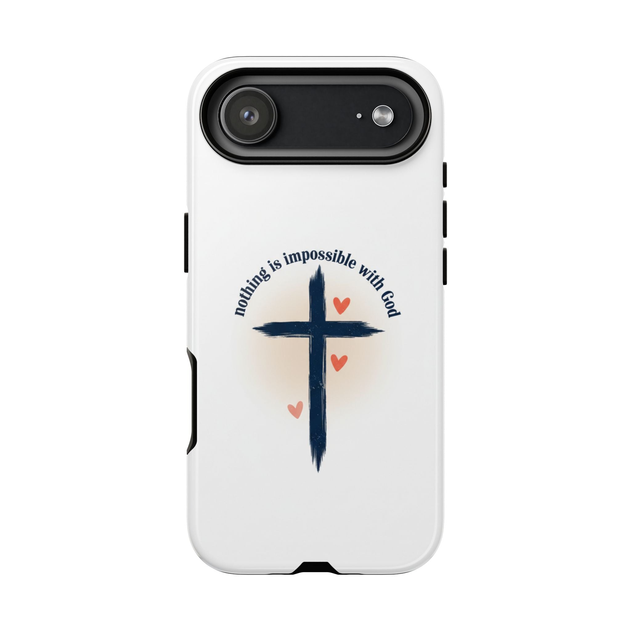 Christian Cross Phone Case — "Nothing Is Impossible With God" Inspirational iPhone Cover