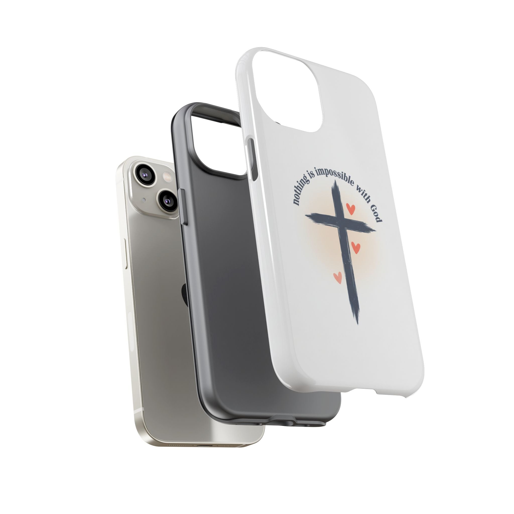 Christian Cross Phone Case — "Nothing Is Impossible With God" Inspirational iPhone Cover