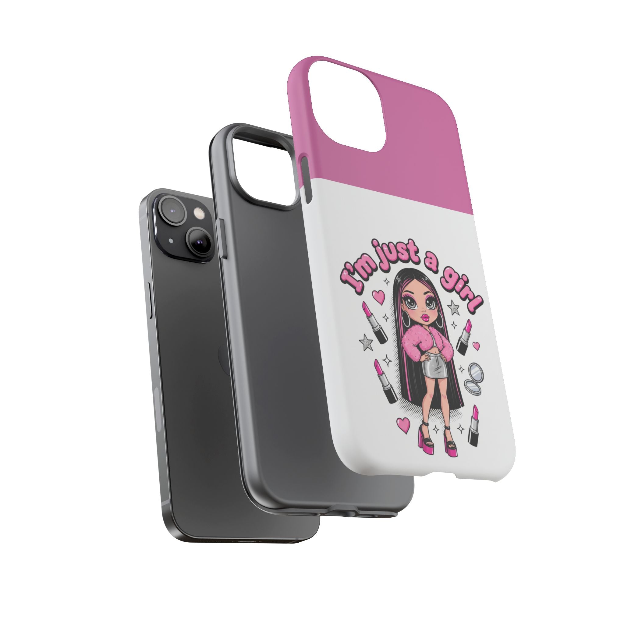 Phone Case — "I'm Just a Girl" Cute Makeup Girl Protective Tough Case