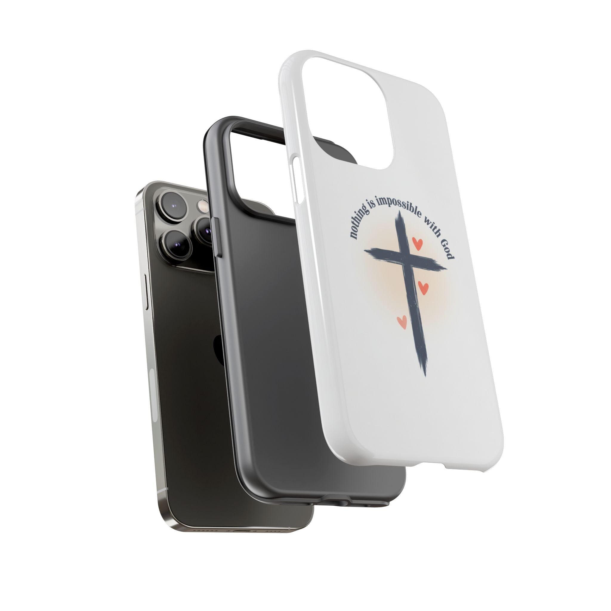 Christian Cross Phone Case — "Nothing Is Impossible With God" Inspirational iPhone Cover