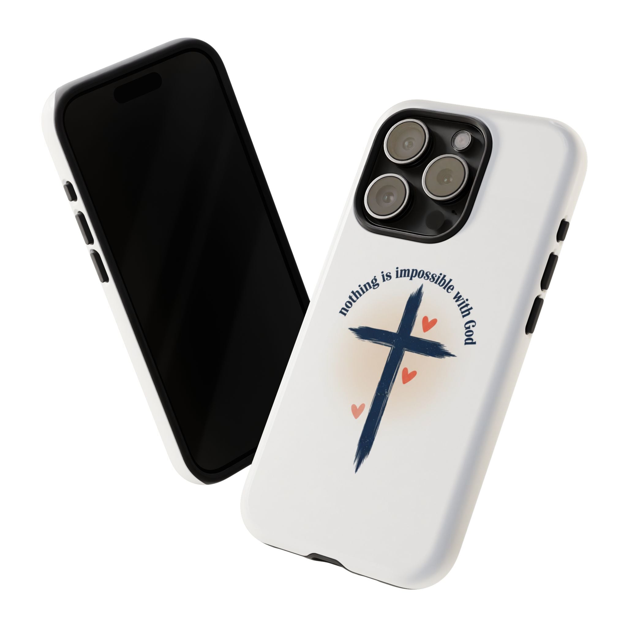 Christian Cross Phone Case — "Nothing Is Impossible With God" Inspirational iPhone Cover