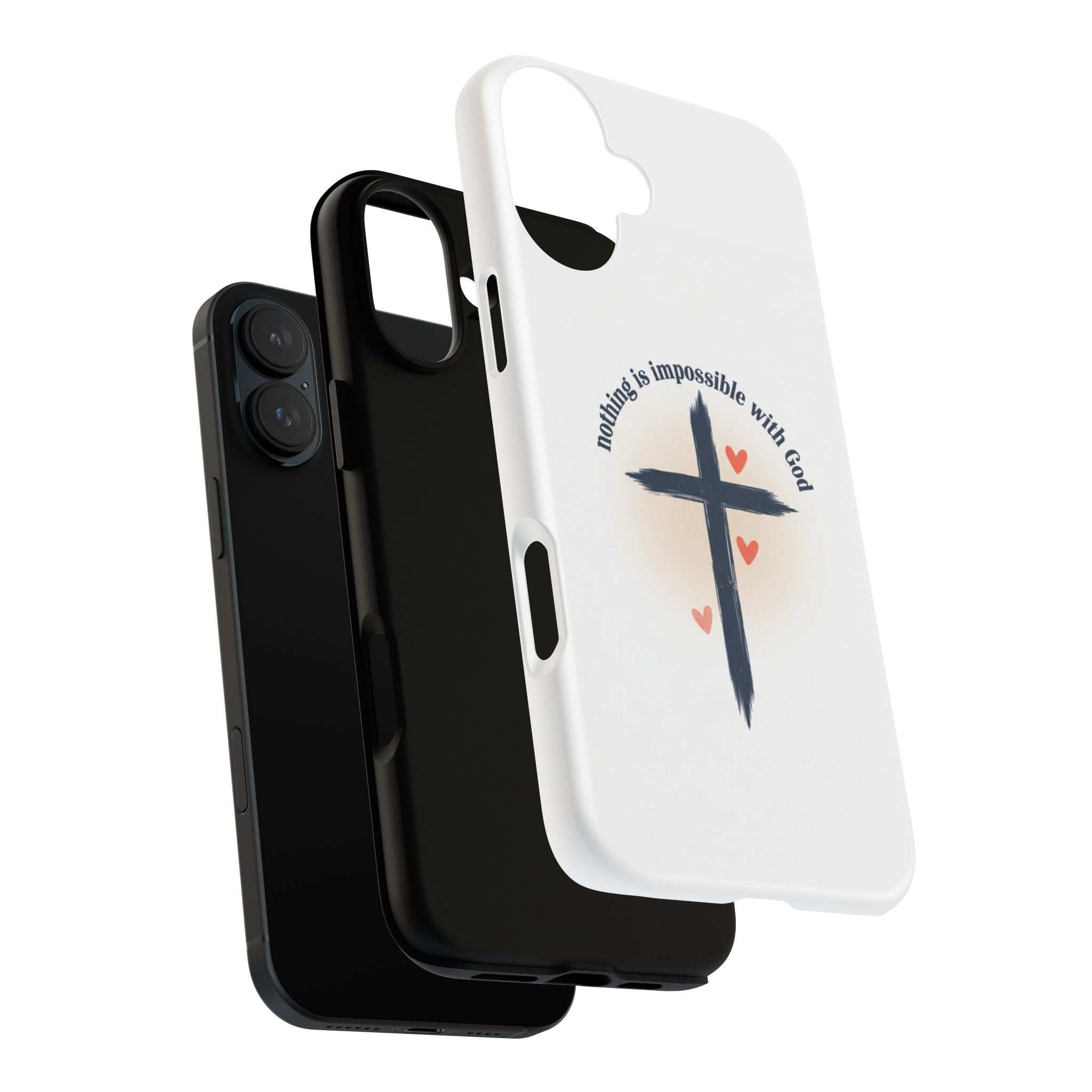 Christian Cross Phone Case — "Nothing Is Impossible With God" Inspirational iPhone Cover