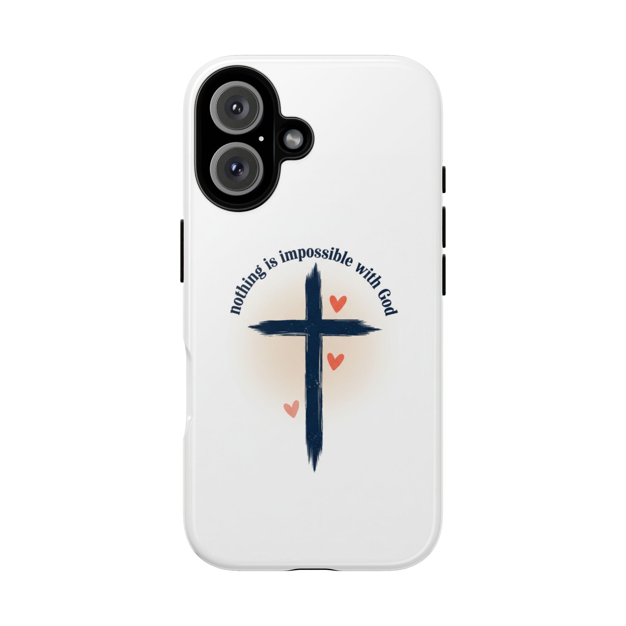 Christian Cross Phone Case — "Nothing Is Impossible With God" Inspirational iPhone Cover