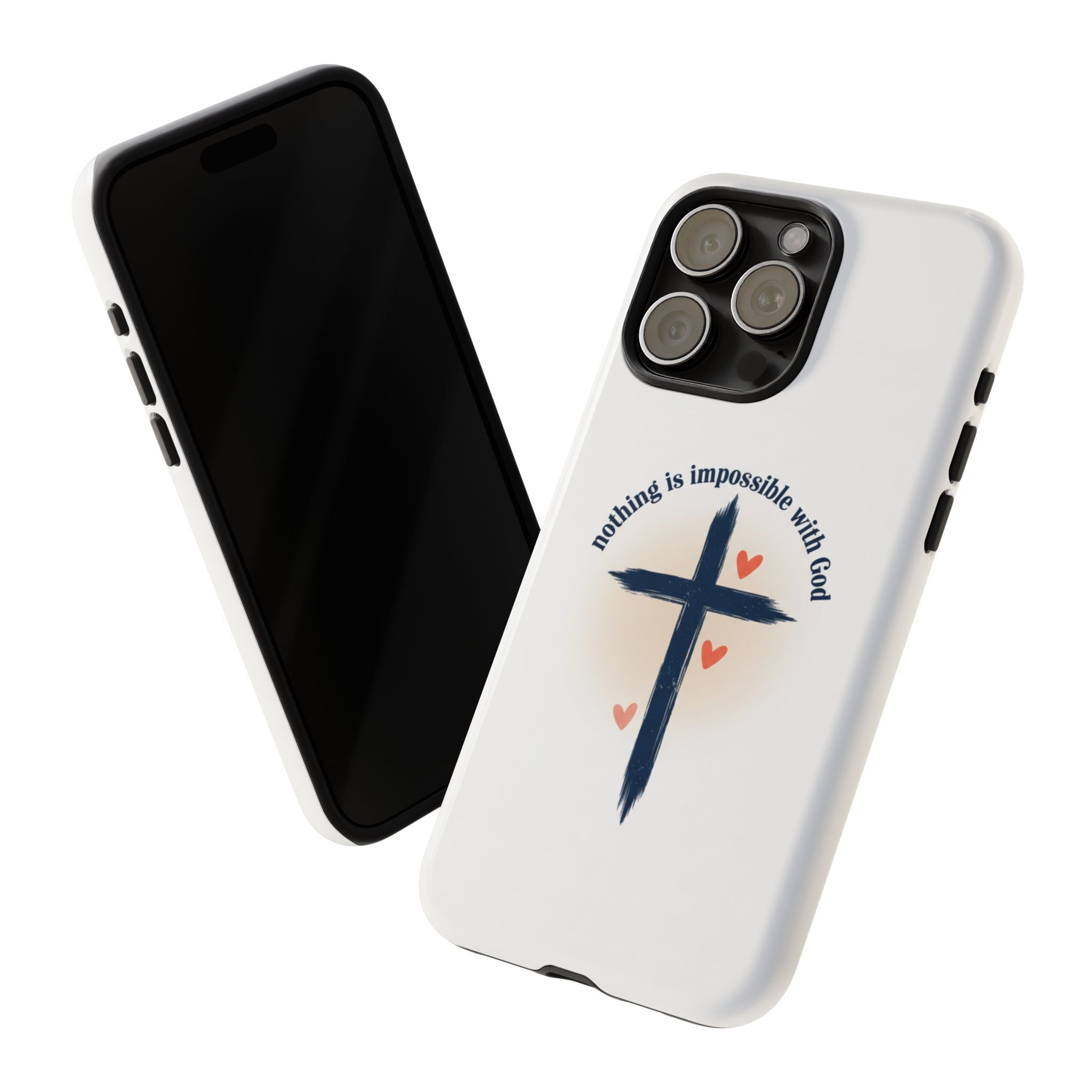 Christian Cross Phone Case — "Nothing Is Impossible With God" Inspirational iPhone Cover