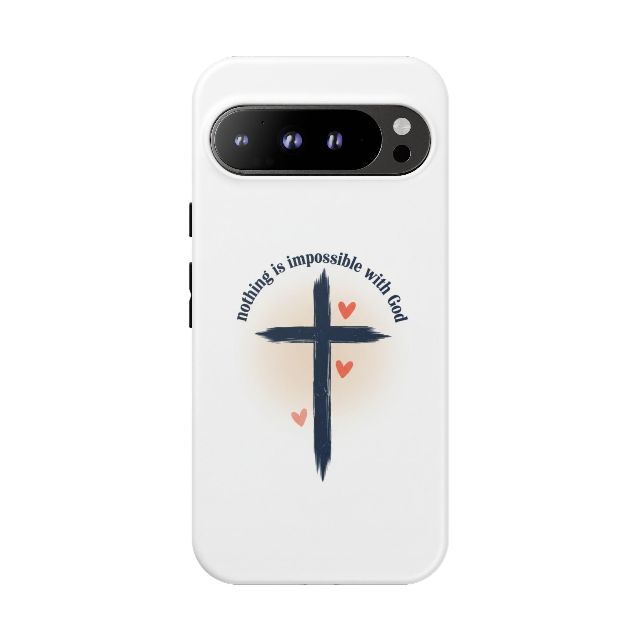 Christian Cross Phone Case — "Nothing Is Impossible With God" Inspirational iPhone Cover