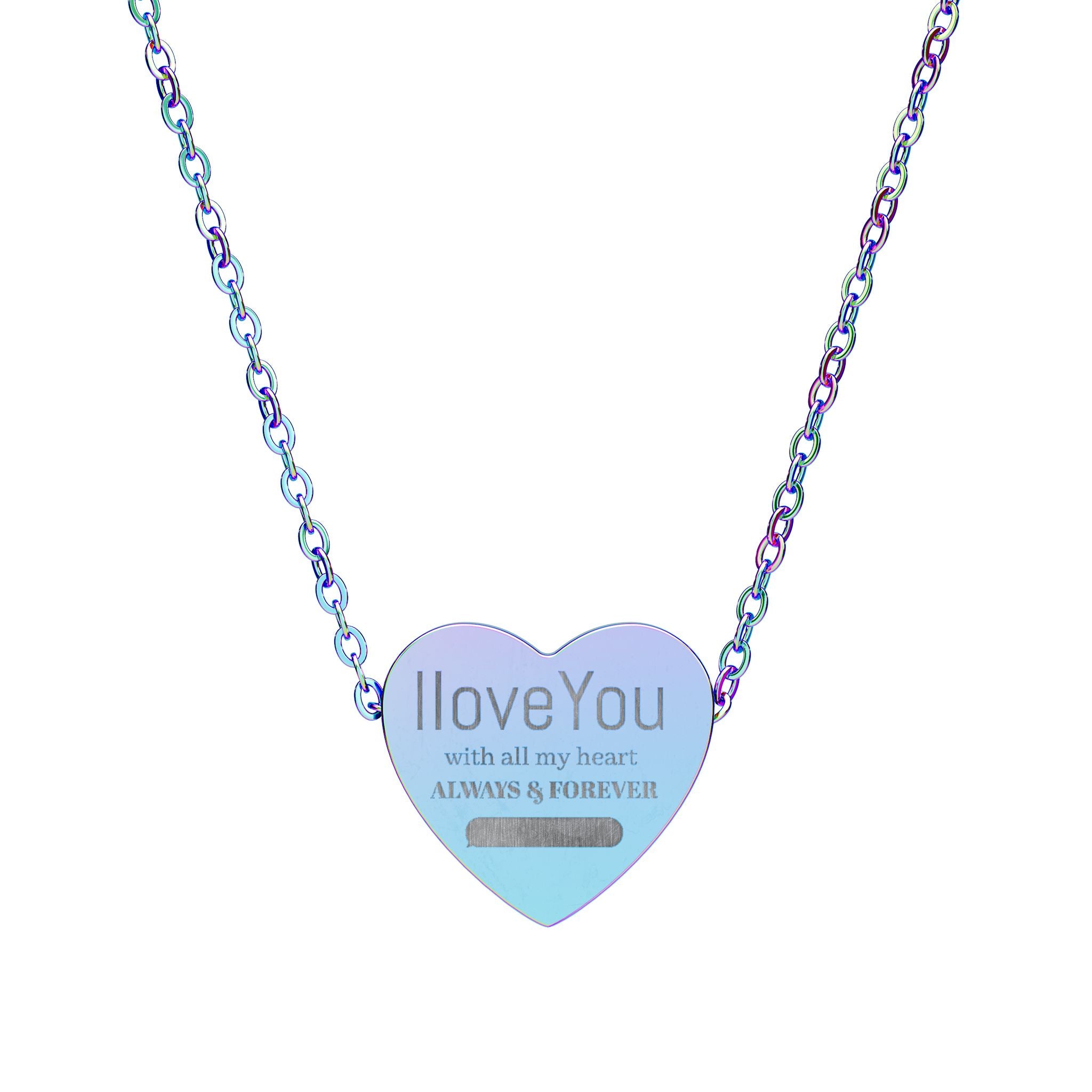 Engraved Heart Necklace — "I Love You" Personalized Pendant