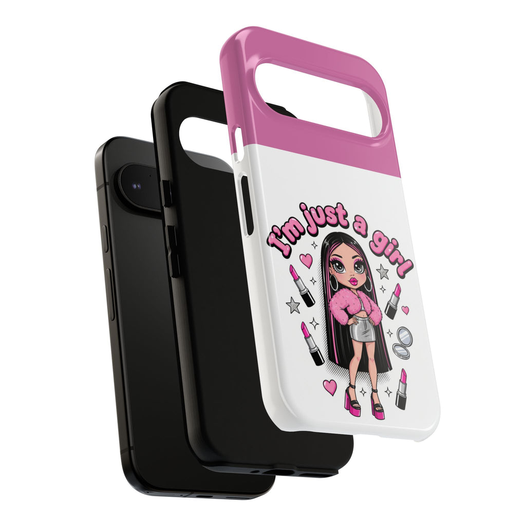 Phone Case — "I'm Just a Girl" Cute Makeup Girl Protective Tough Case