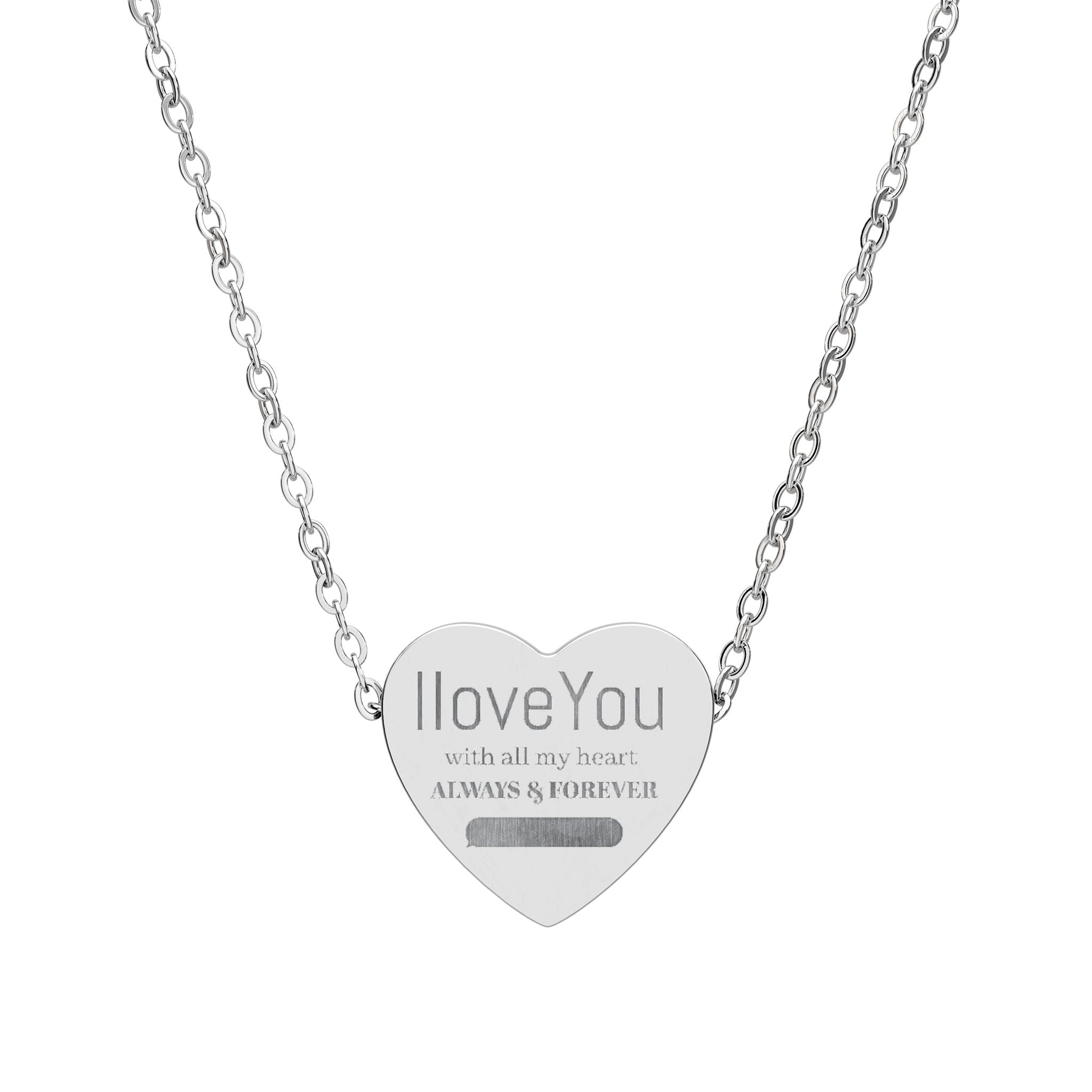 Engraved Heart Necklace — "I Love You" Personalized Pendant