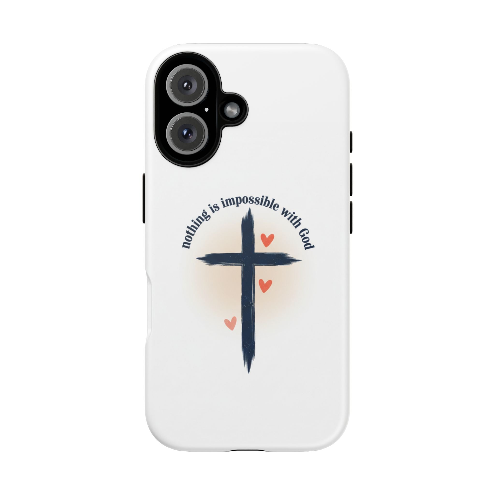 Christian Cross Phone Case — "Nothing Is Impossible With God" Inspirational iPhone Cover