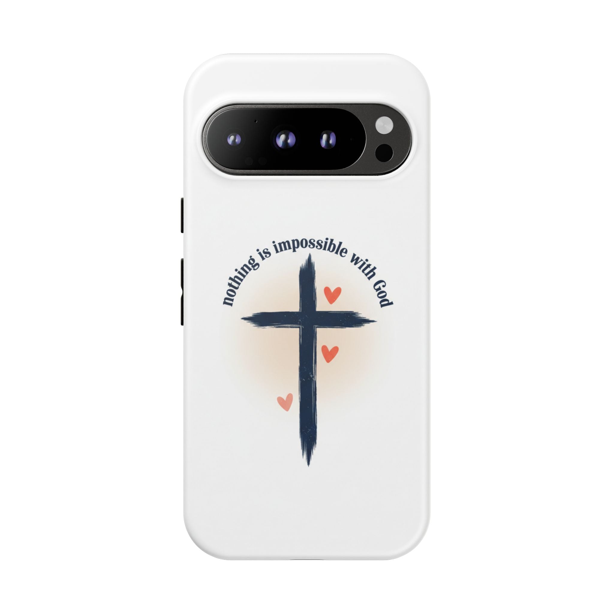 Christian Cross Phone Case — "Nothing Is Impossible With God" Inspirational iPhone Cover