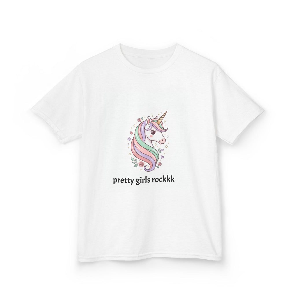 Kids T-Shirt — "Pretty Girls Rock" Unicorn Graphic