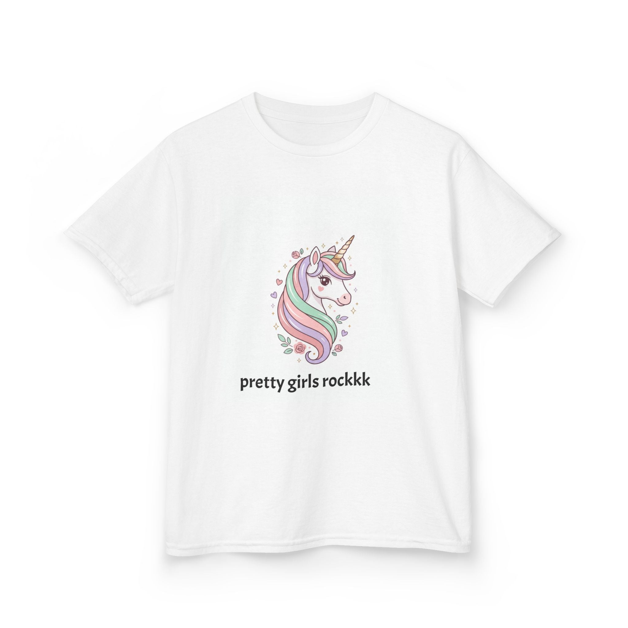 Kids T-Shirt — "Pretty Girls Rock" Unicorn Graphic