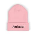 Antisocial Embroidered Cuffed Beanie —  Knit Hat