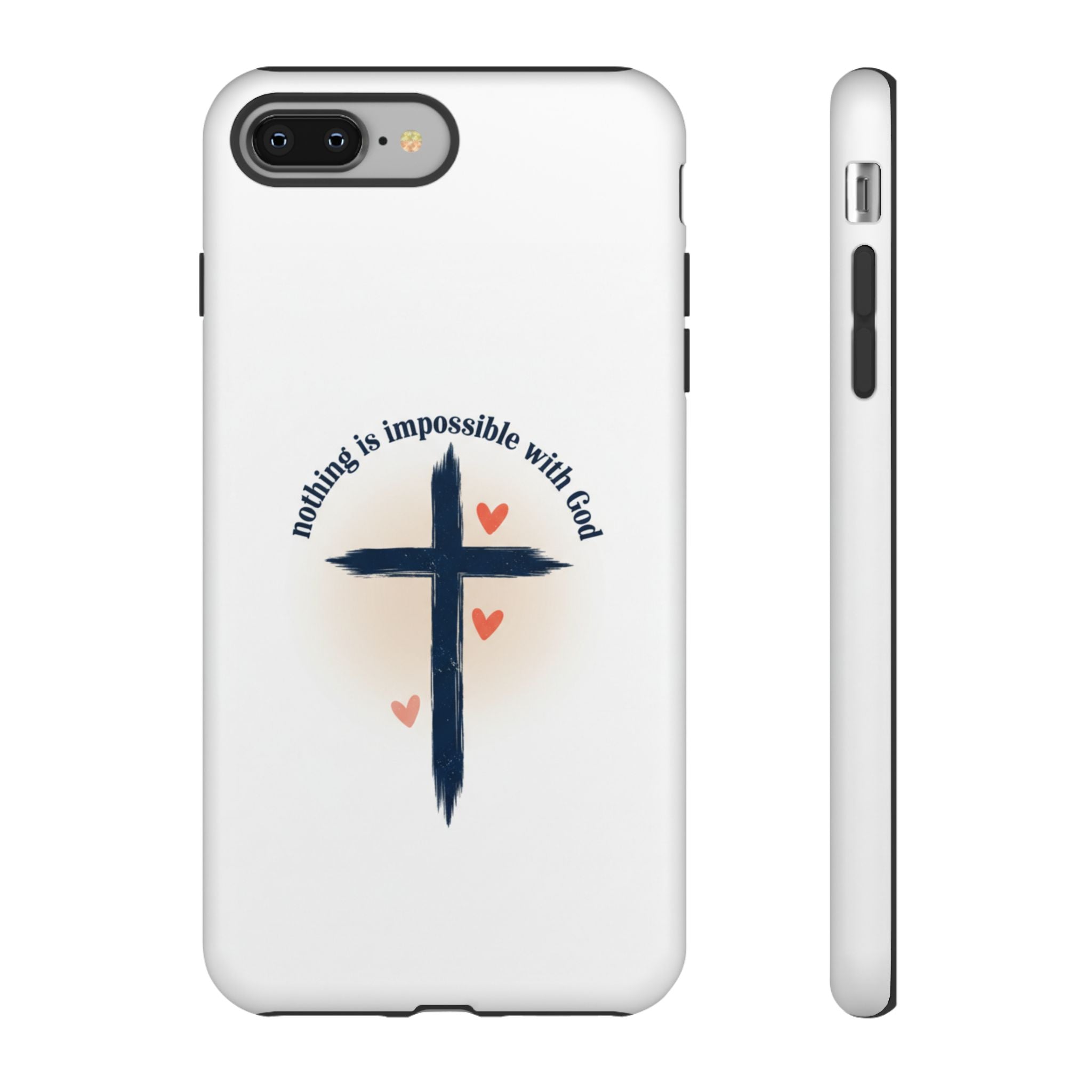 Christian Cross Phone Case — "Nothing Is Impossible With God" Inspirational iPhone Cover