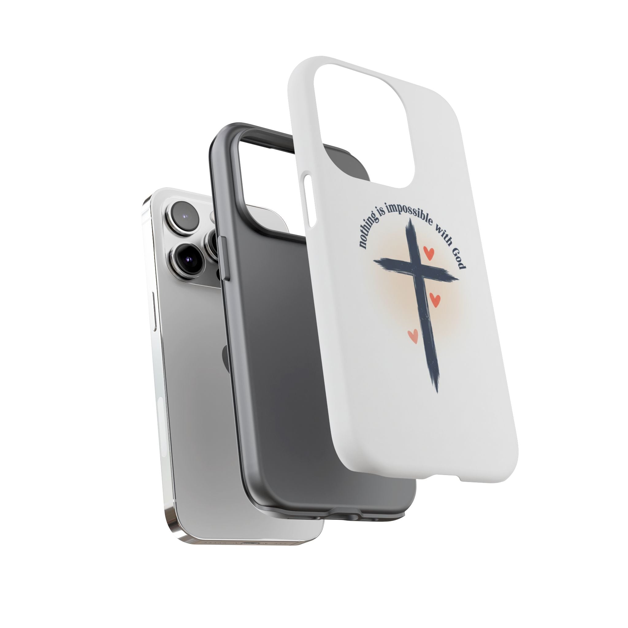 Christian Cross Phone Case — "Nothing Is Impossible With God" Inspirational iPhone Cover