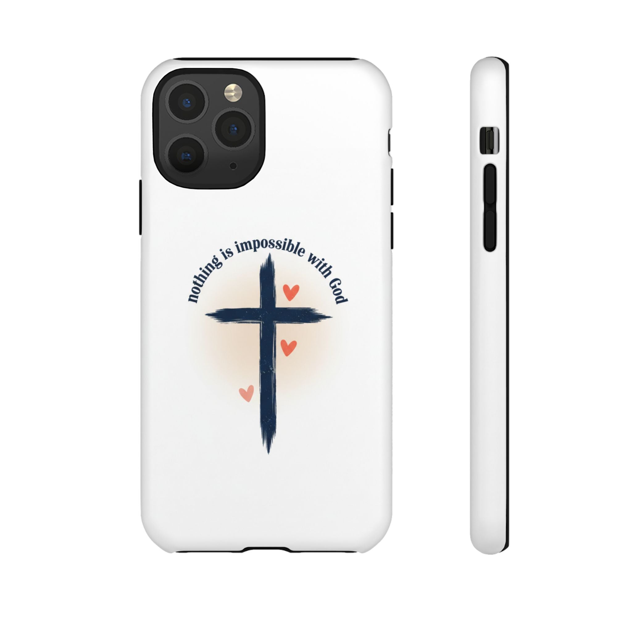 Christian Cross Phone Case — "Nothing Is Impossible With God" Inspirational iPhone Cover