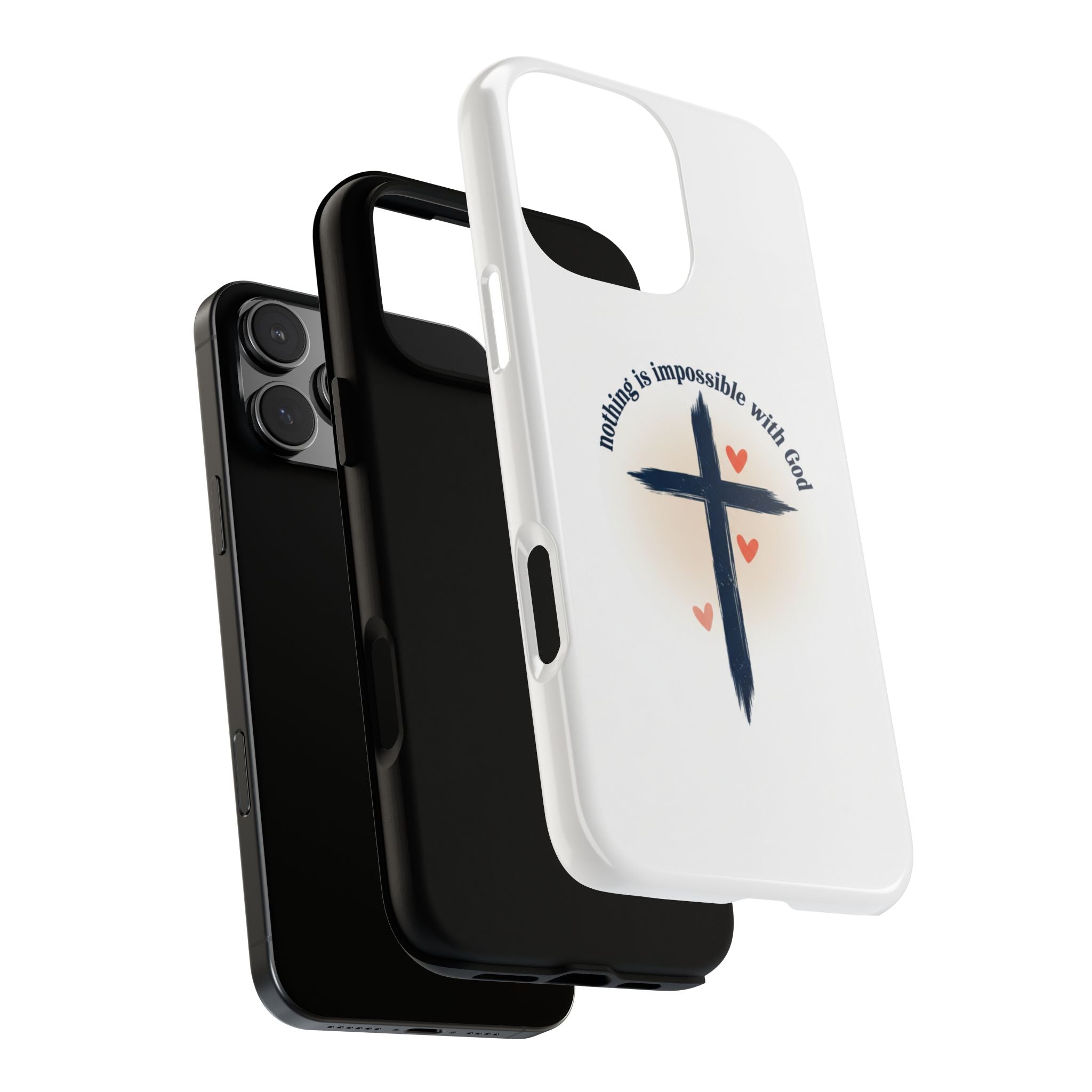 Christian Cross Phone Case — "Nothing Is Impossible With God" Inspirational iPhone Cover