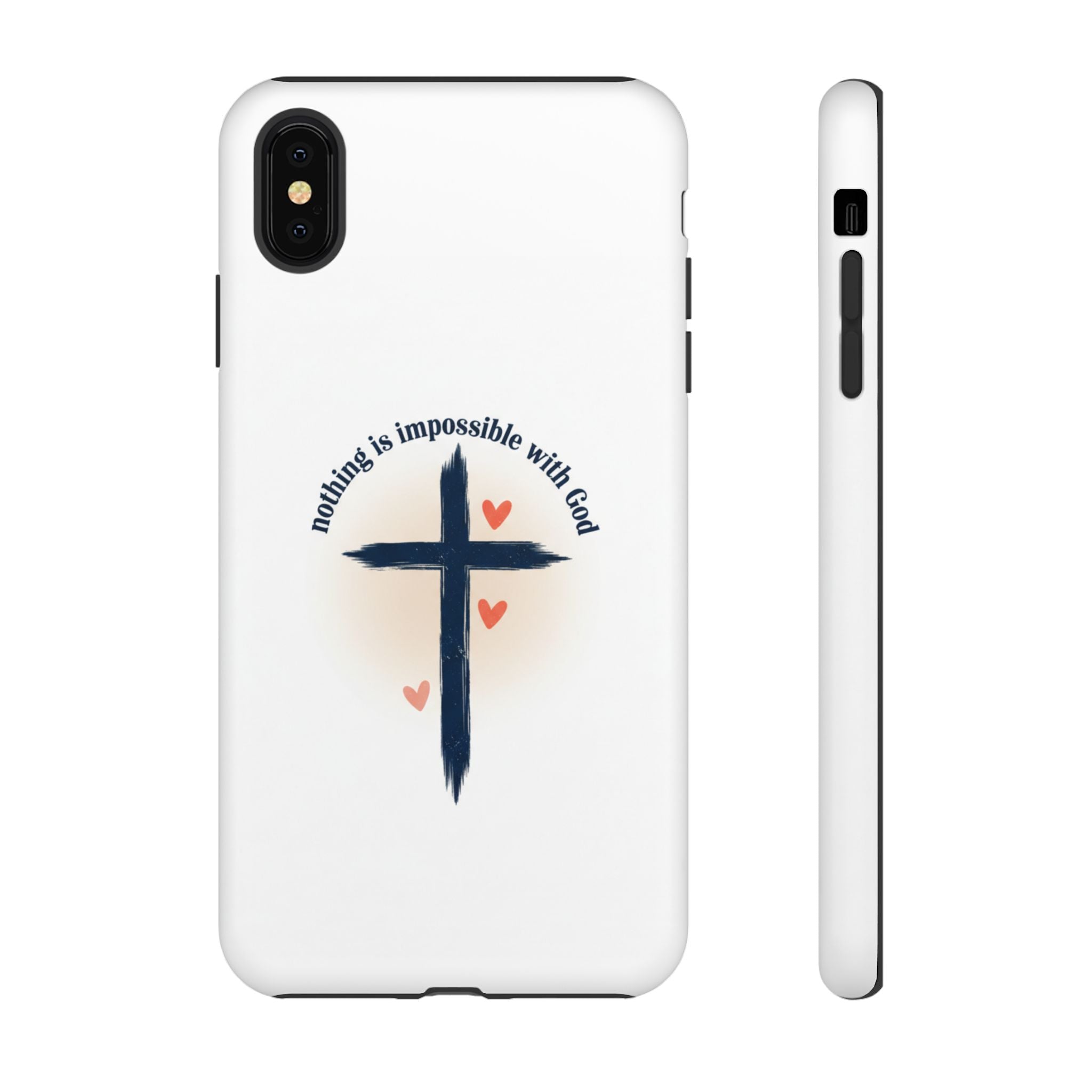 Christian Cross Phone Case — "Nothing Is Impossible With God" Inspirational iPhone Cover