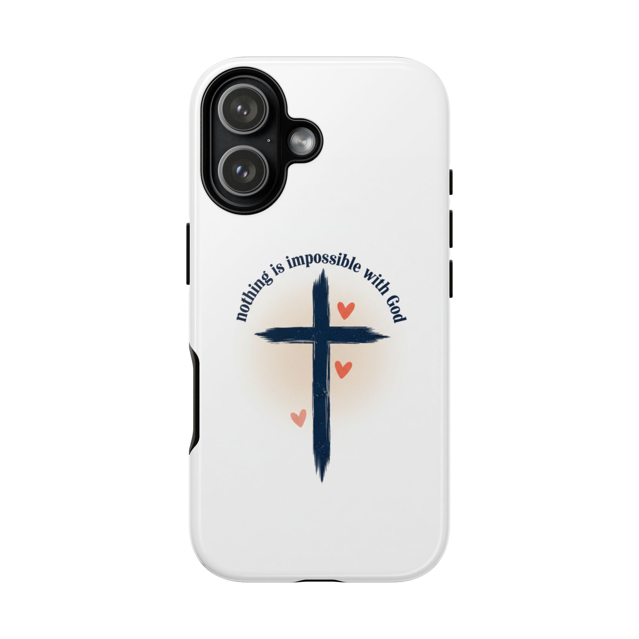 Christian Cross Phone Case — "Nothing Is Impossible With God" Inspirational iPhone Cover