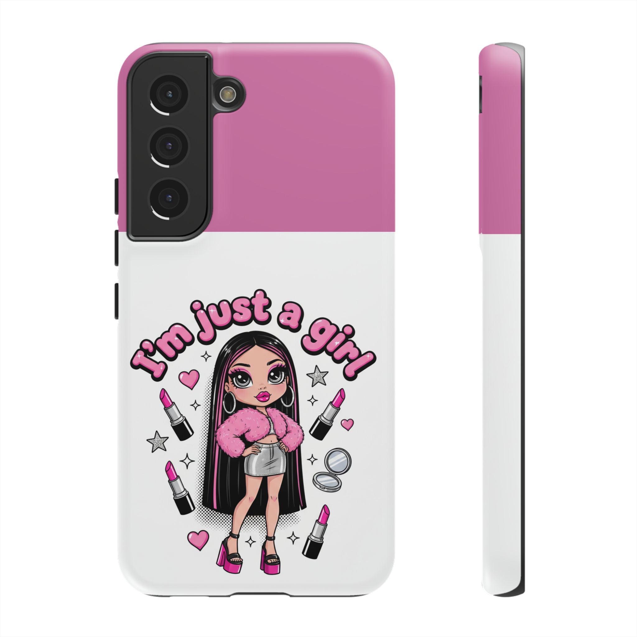Phone Case — "I'm Just a Girl" Cute Makeup Girl Protective Tough Case