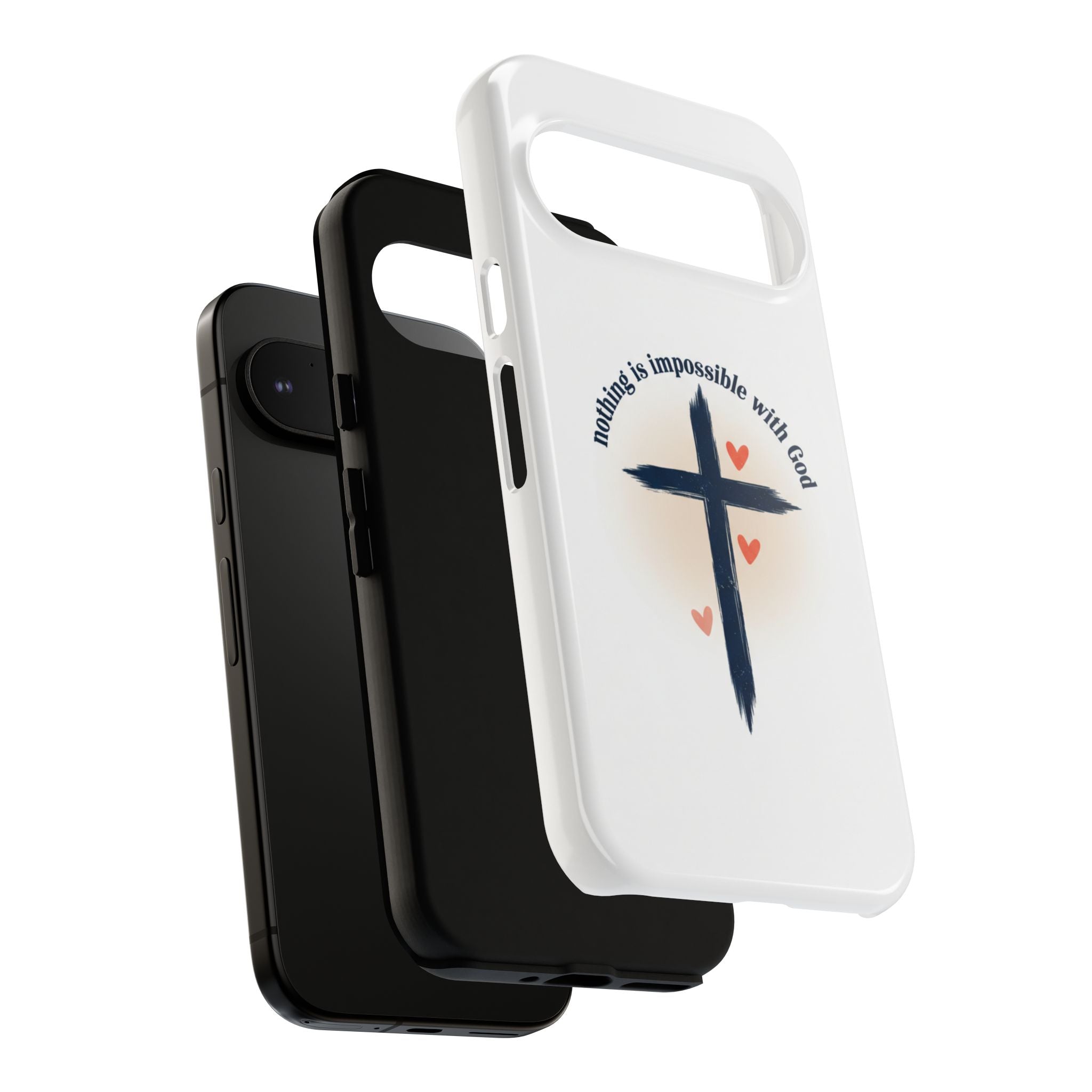 Christian Cross Phone Case — "Nothing Is Impossible With God" Inspirational iPhone Cover