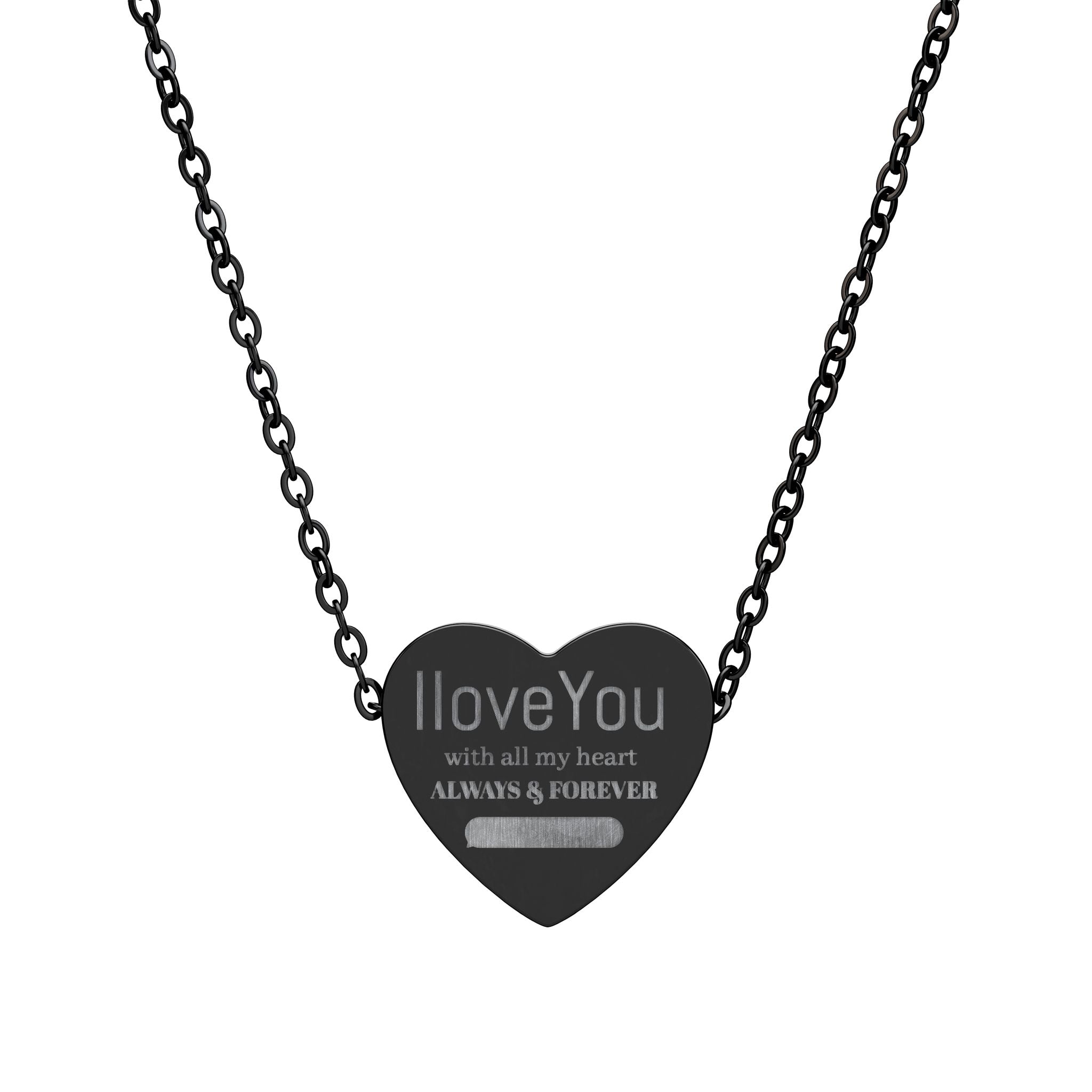 Engraved Heart Necklace — "I Love You" Personalized Pendant