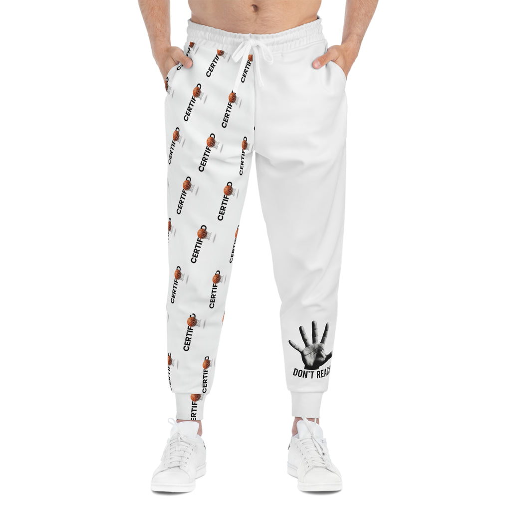 Graphic Joggers — 'Don't Reach' Hand & Repeat Logo Athletic Sweatpants