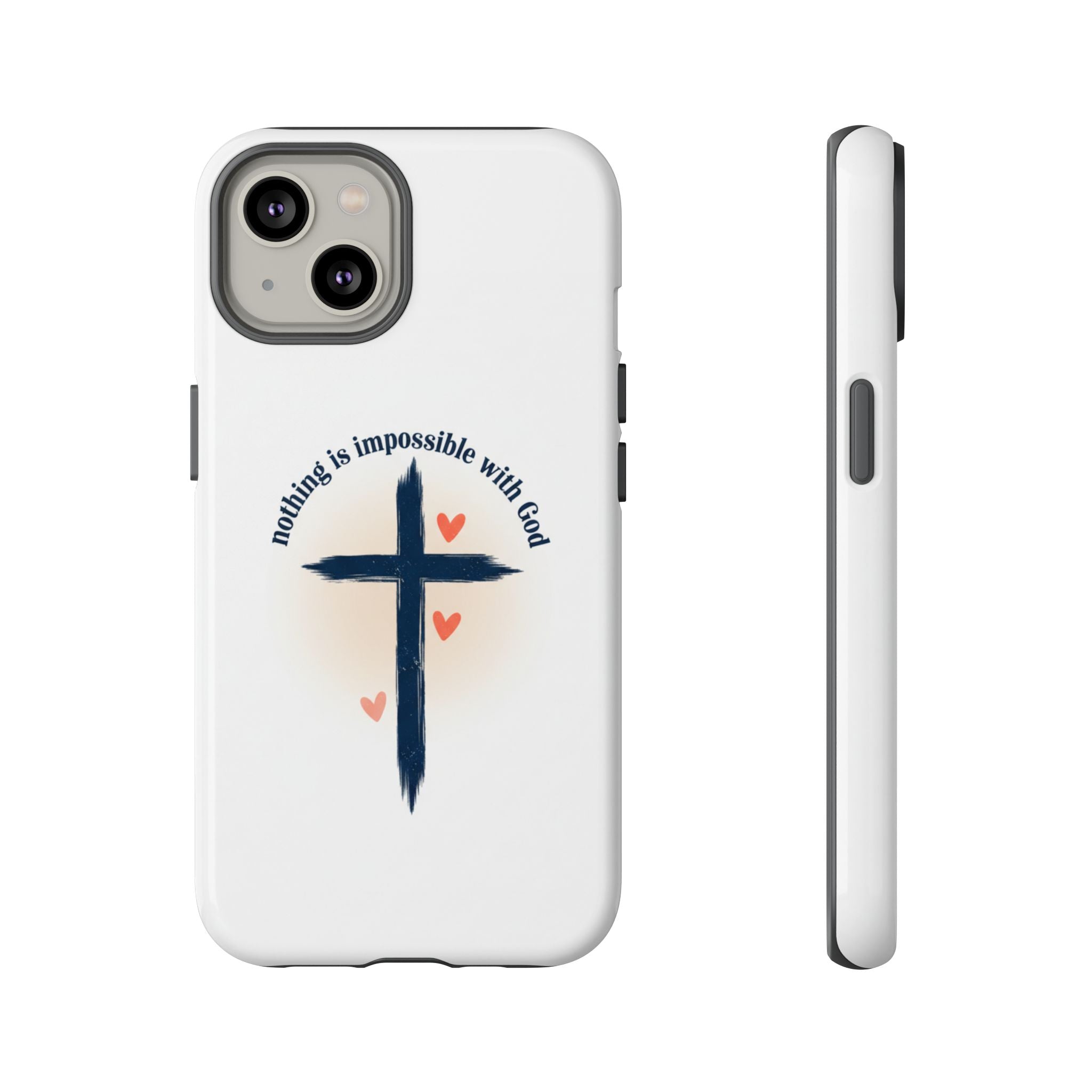 Christian Cross Phone Case — "Nothing Is Impossible With God" Inspirational iPhone Cover