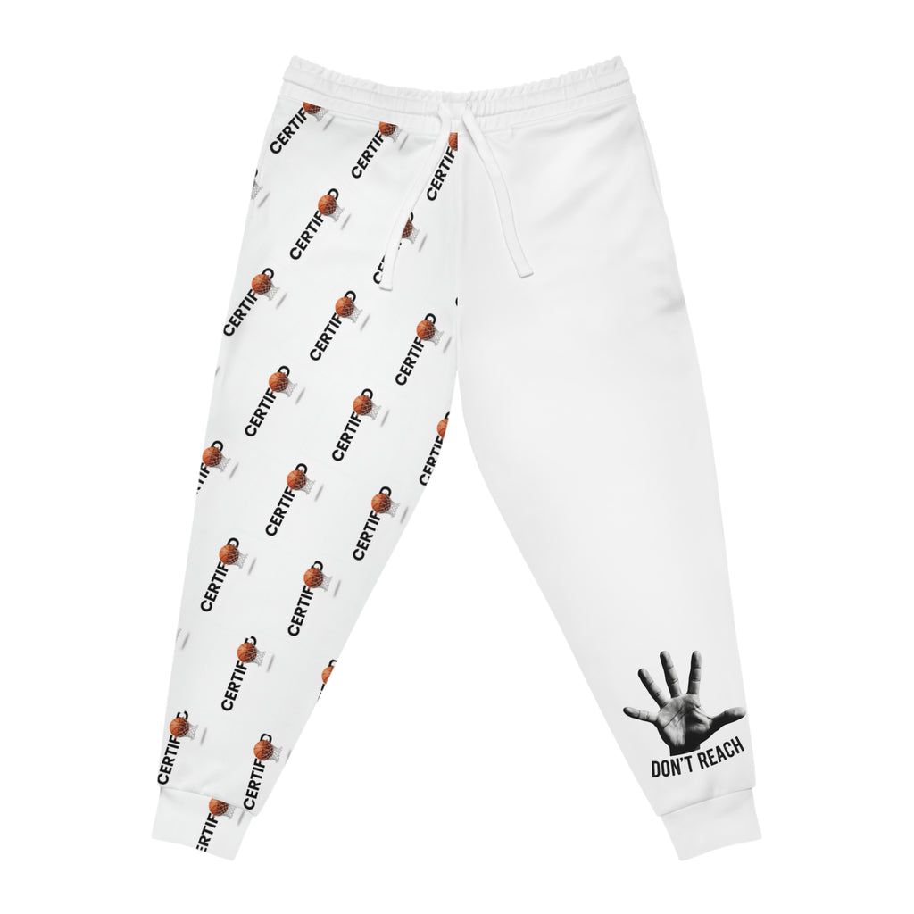 Graphic Joggers — 'Don't Reach' Hand & Repeat Logo Athletic Sweatpants