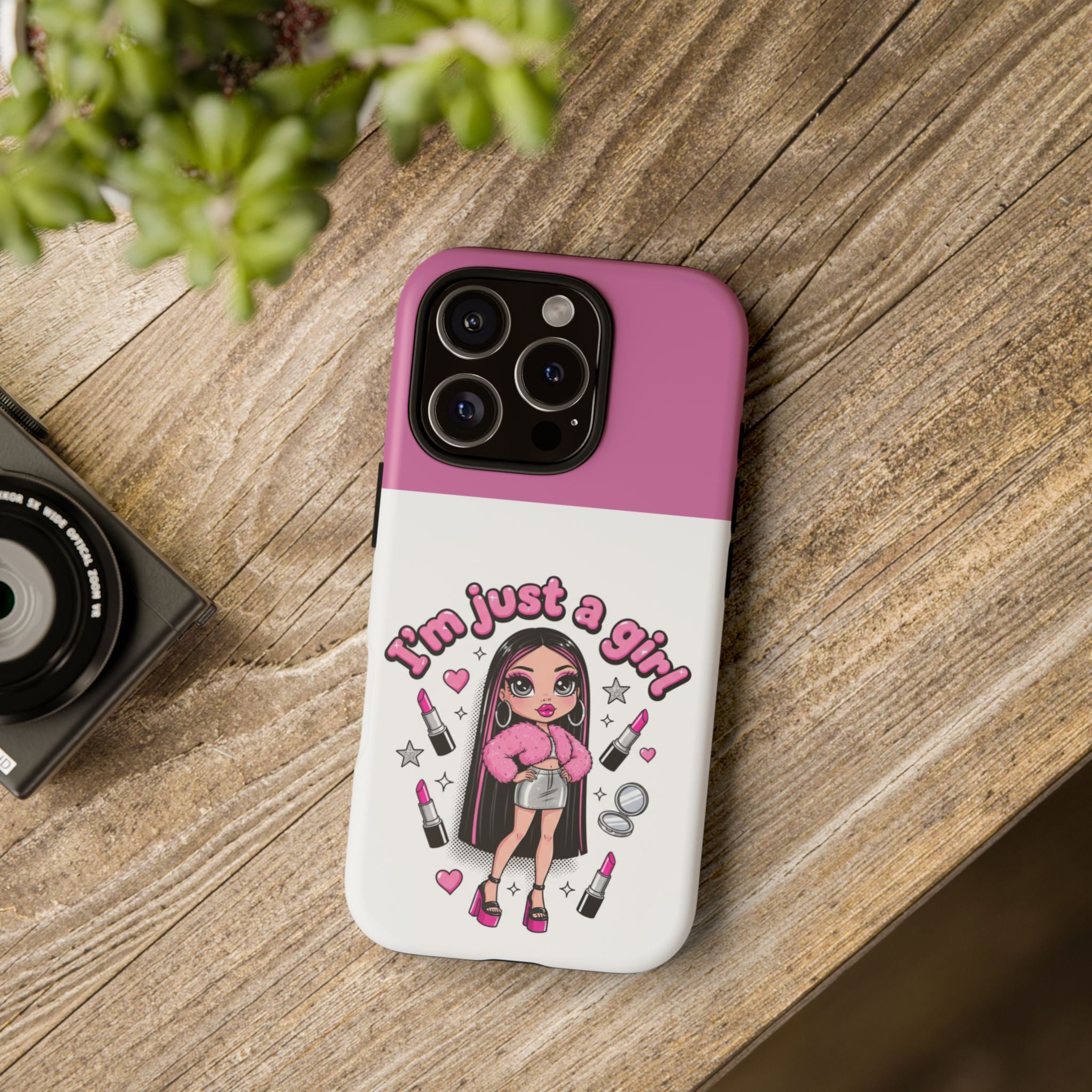 Phone Case — "I'm Just a Girl" Cute Makeup Girl Protective Tough Case