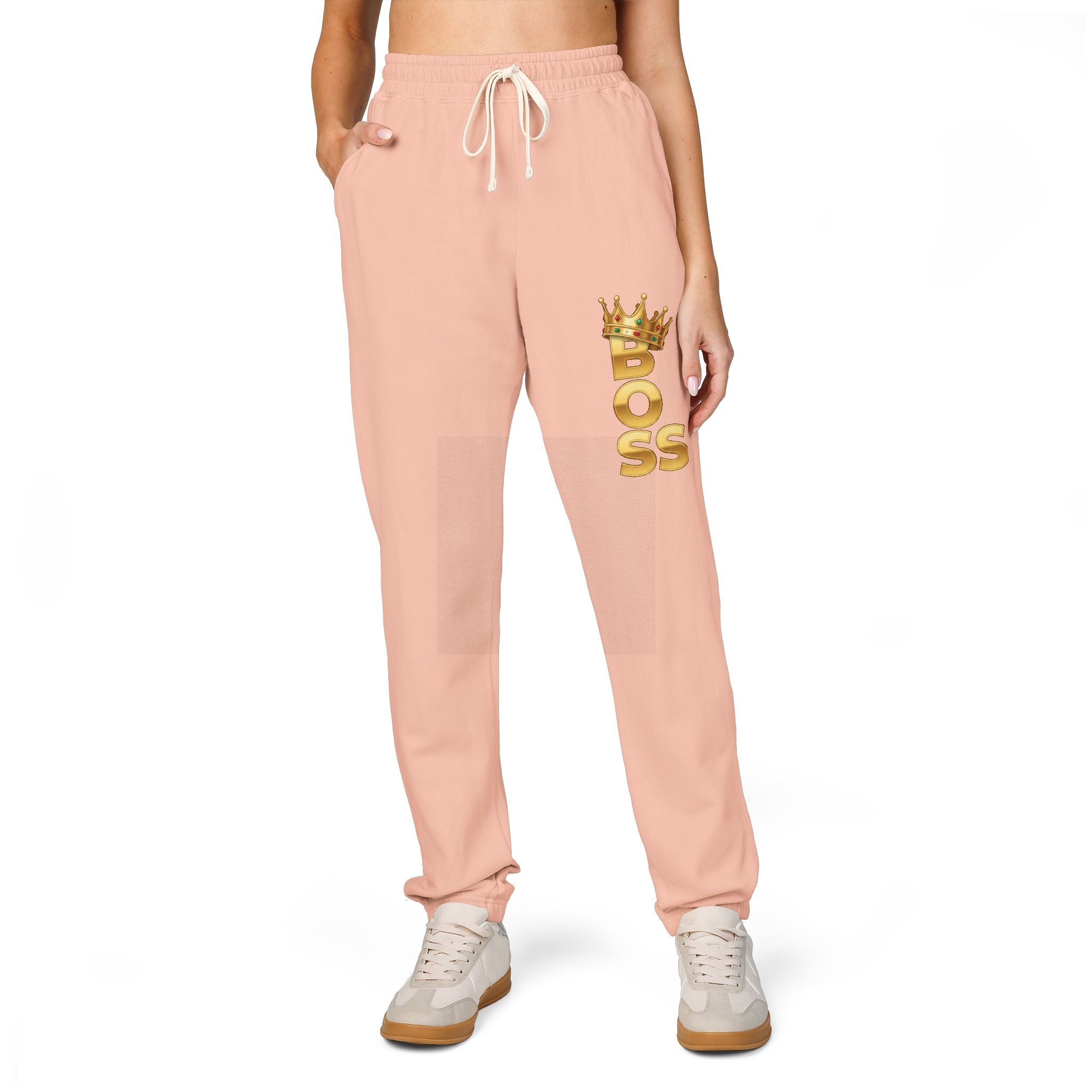 Boss Graphic Sweatpants — Crowned 'BOSS' Fleece Joggers