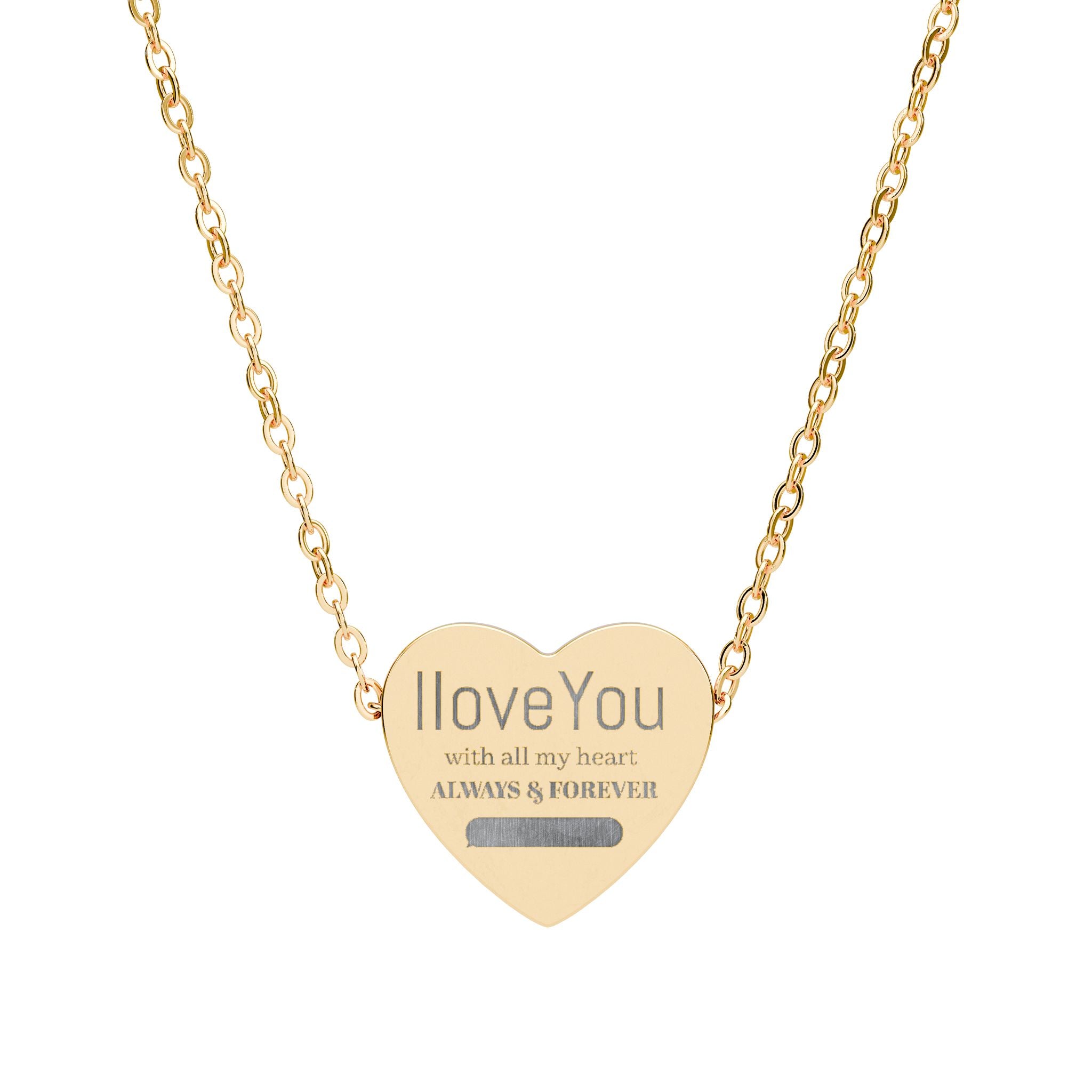 Engraved Heart Necklace — "I Love You" Personalized Pendant