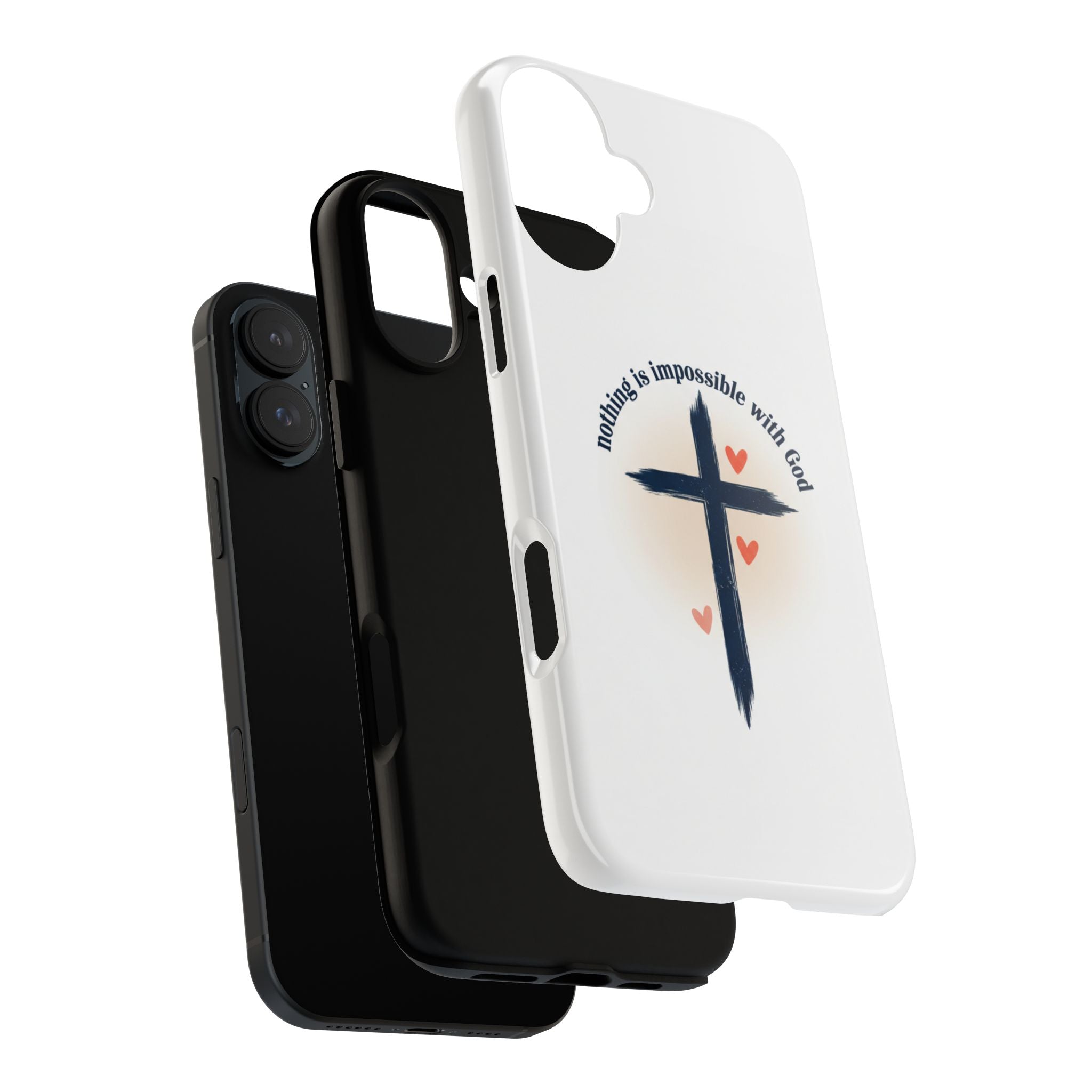 Christian Cross Phone Case — "Nothing Is Impossible With God" Inspirational iPhone Cover