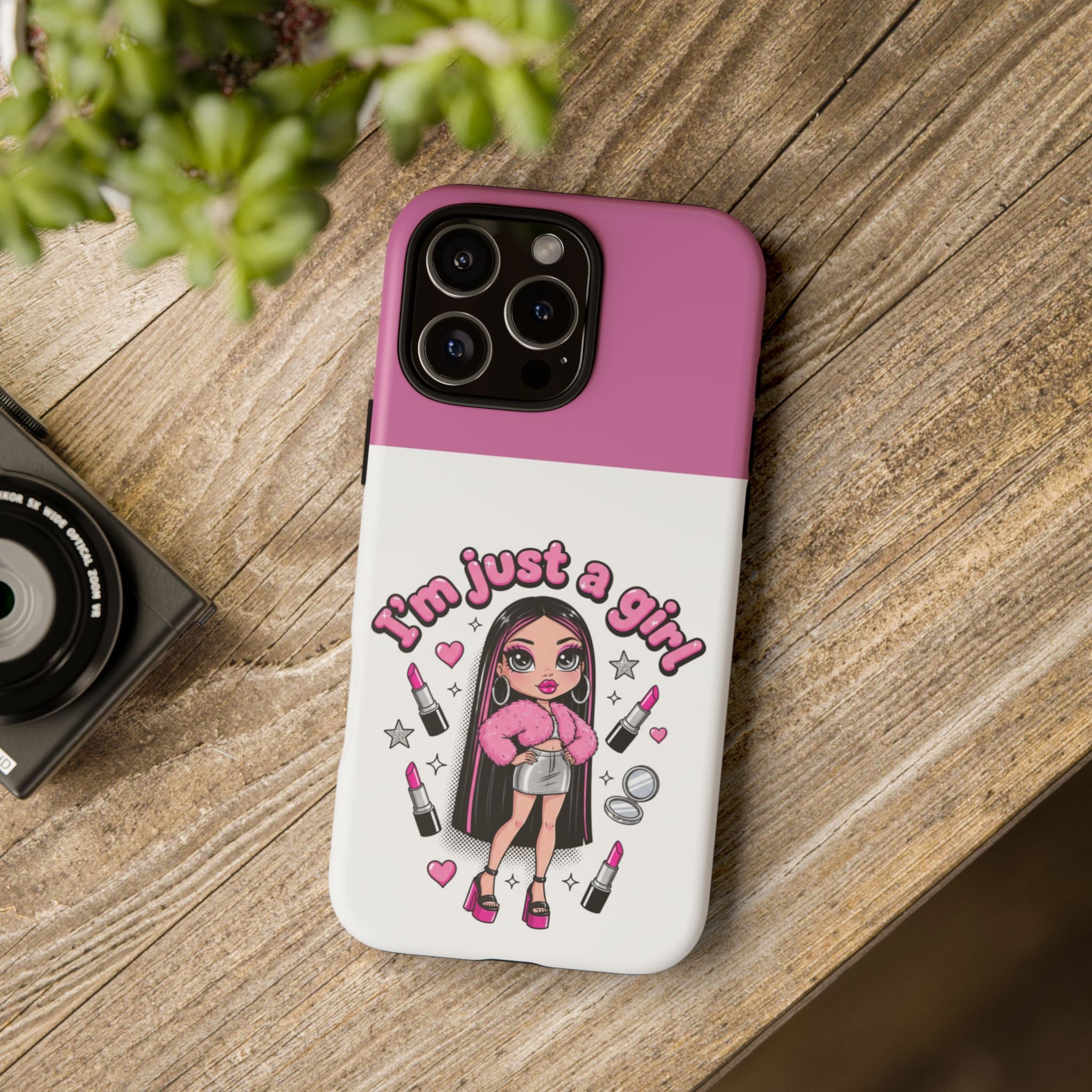 Phone Case — "I'm Just a Girl" Cute Makeup Girl Protective Tough Case