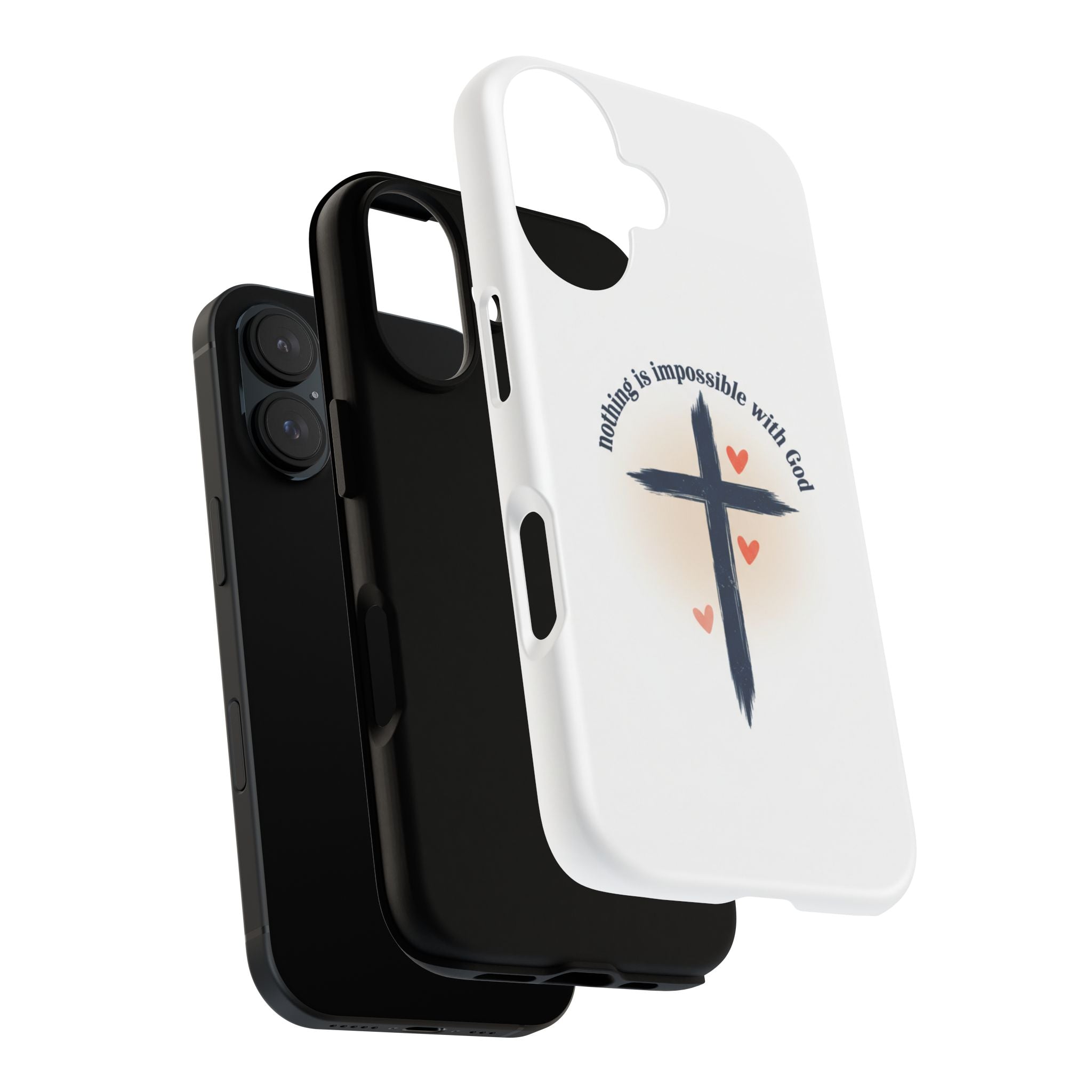 Christian Cross Phone Case — "Nothing Is Impossible With God" Inspirational iPhone Cover