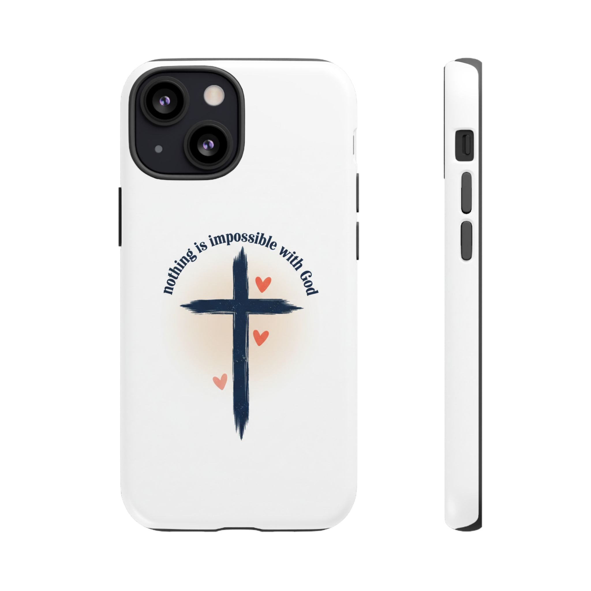 Christian Cross Phone Case — "Nothing Is Impossible With God" Inspirational iPhone Cover