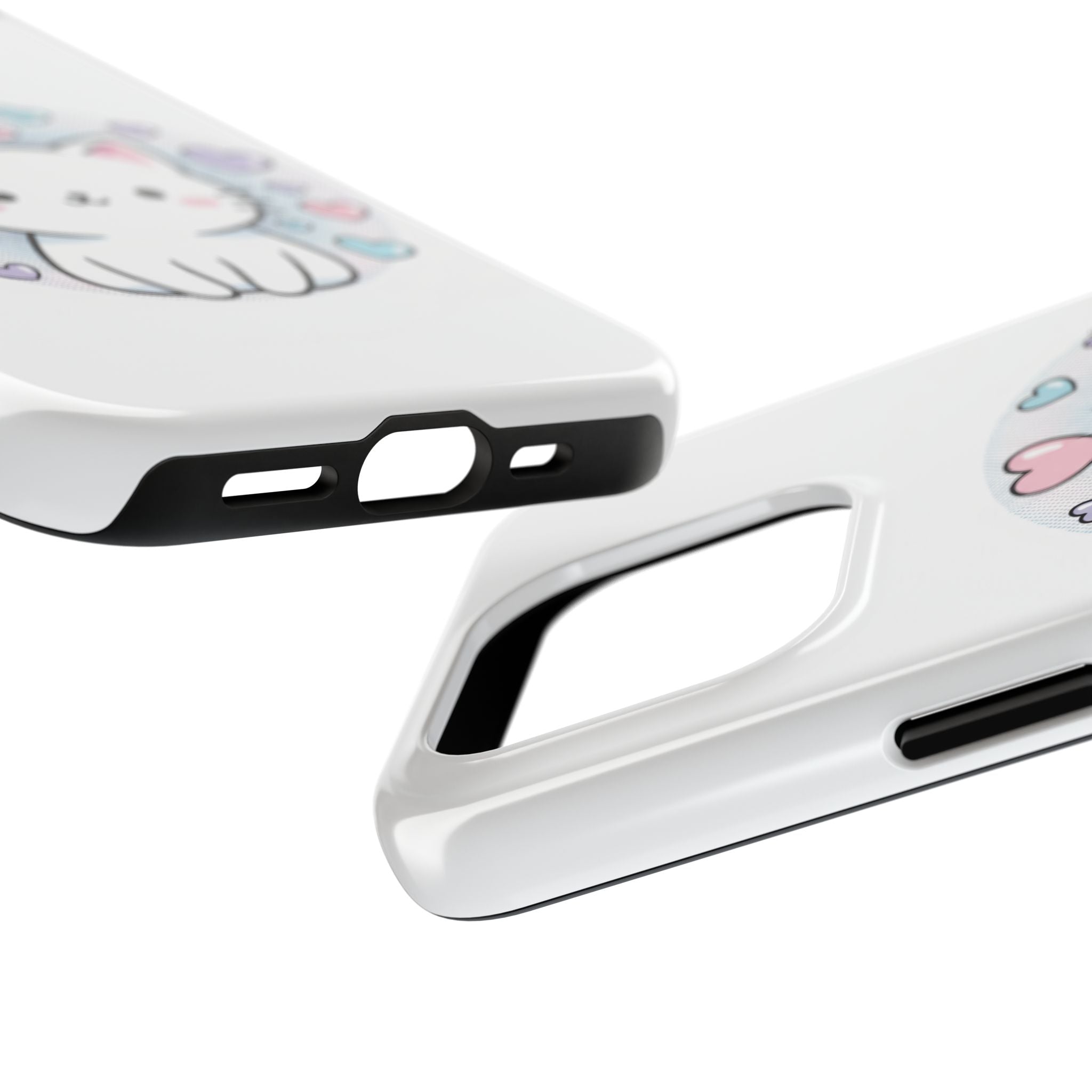 Cute Kawaii Kitten Tough Phone Case — Pastel Hearts Protective iPhone Cover