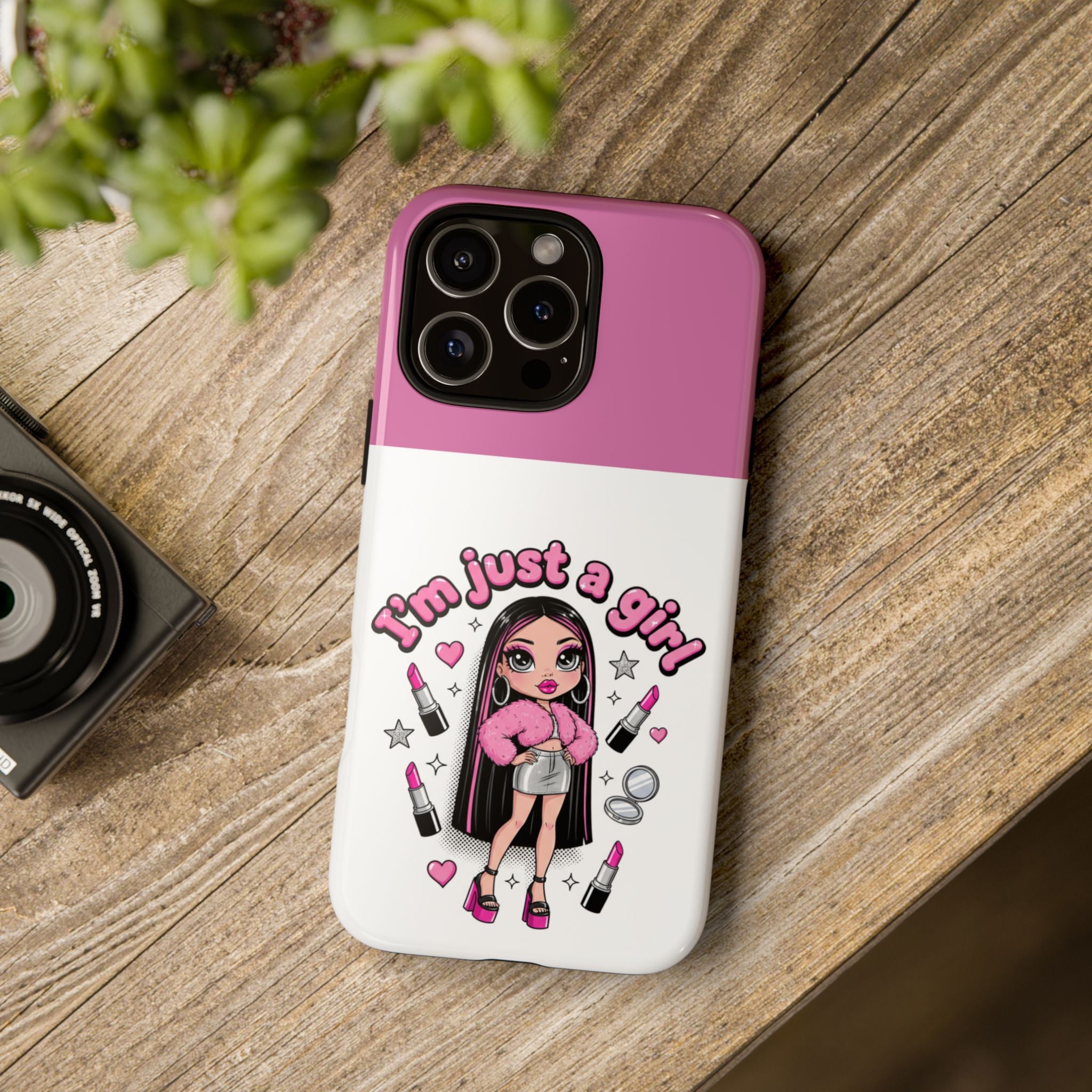 Phone Case — "I'm Just a Girl" Cute Makeup Girl Protective Tough Case