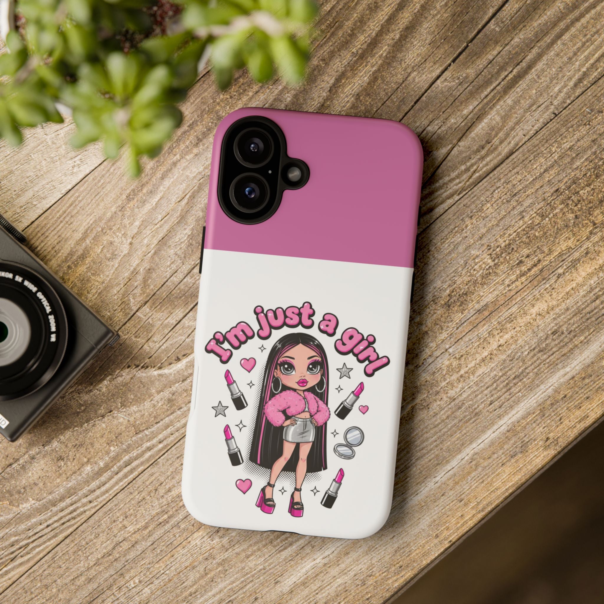 Phone Case — "I'm Just a Girl" Cute Makeup Girl Protective Tough Case