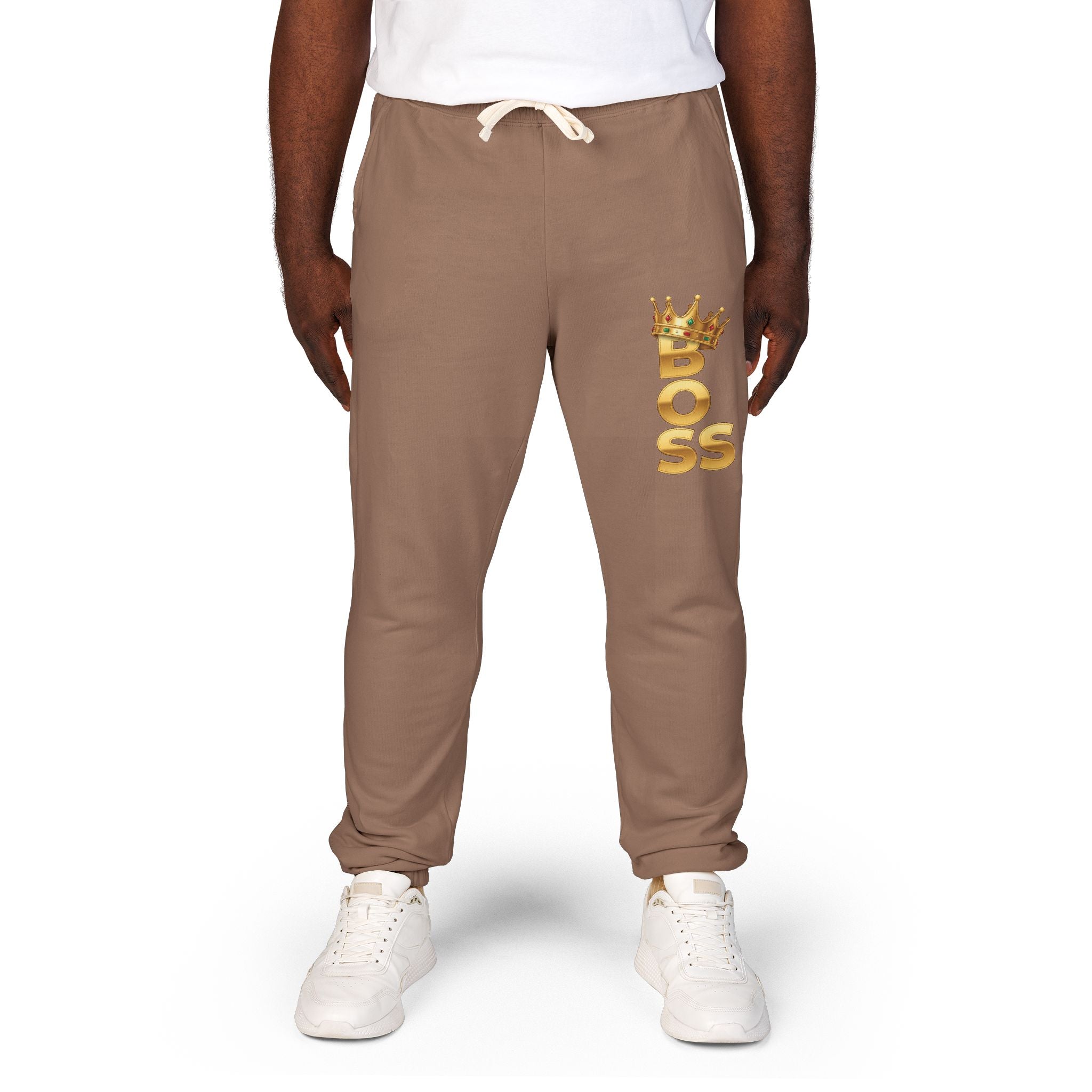 Boss Graphic Sweatpants — Crowned 'BOSS' Fleece Joggers