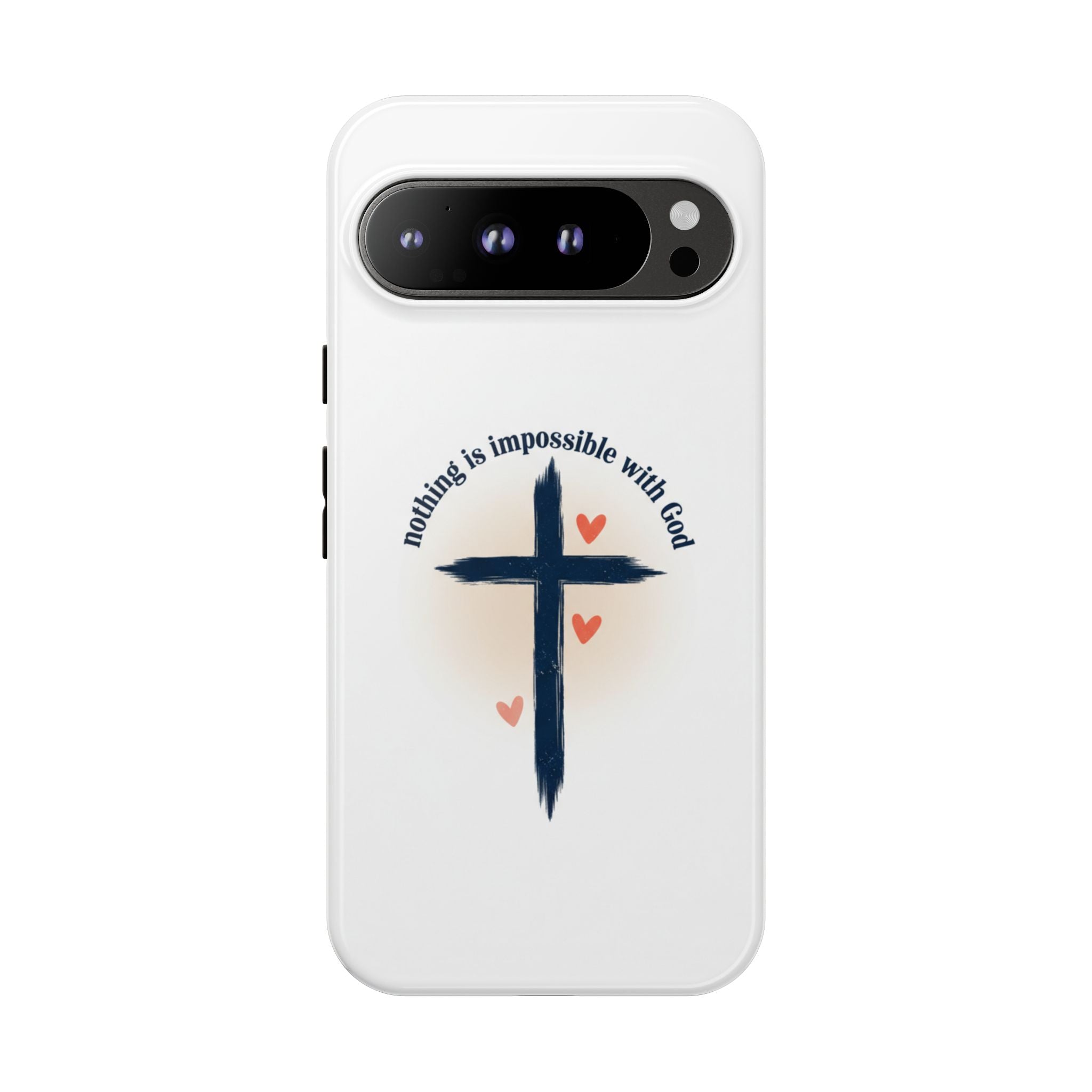 Christian Cross Phone Case — "Nothing Is Impossible With God" Inspirational iPhone Cover