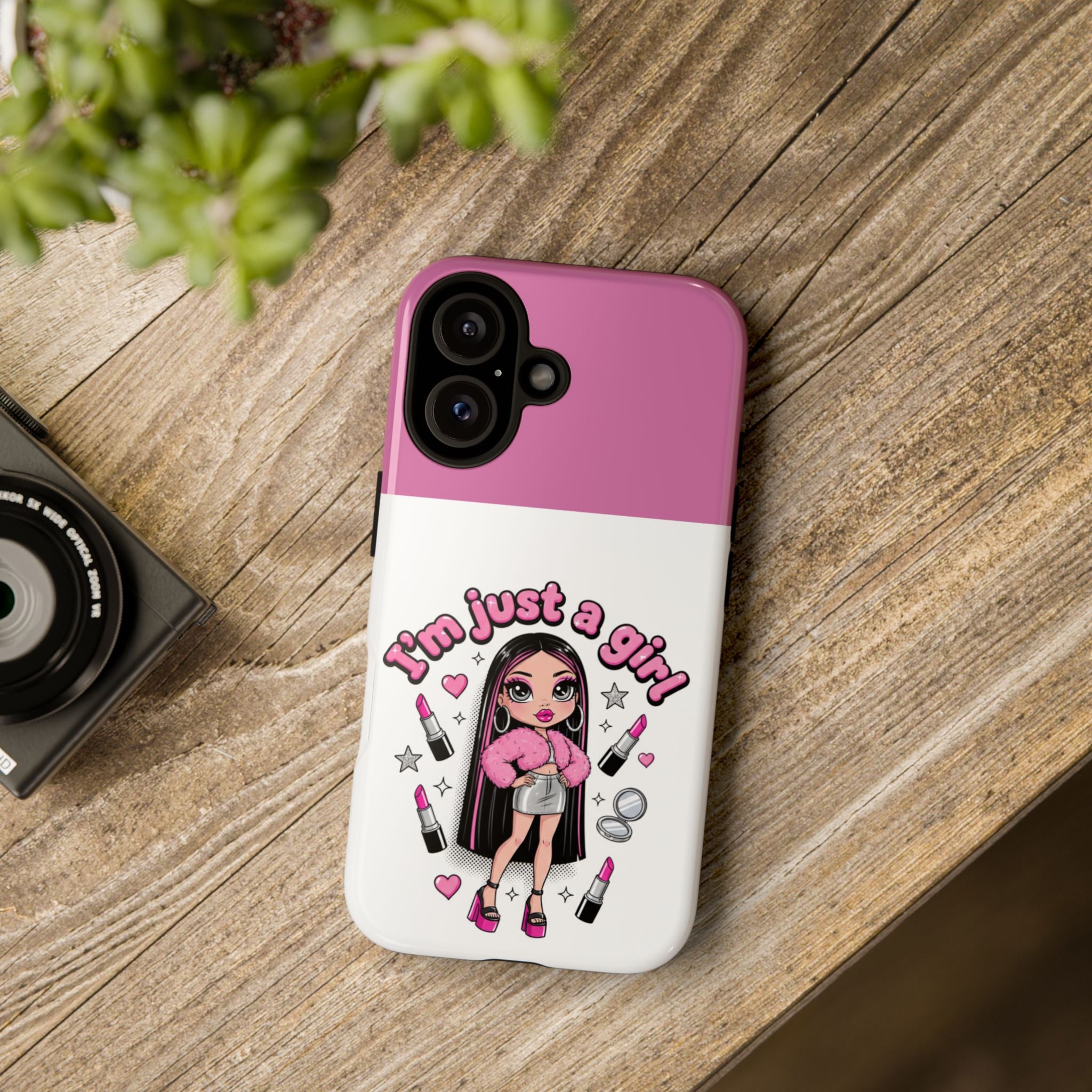 Phone Case — "I'm Just a Girl" Cute Makeup Girl Protective Tough Case