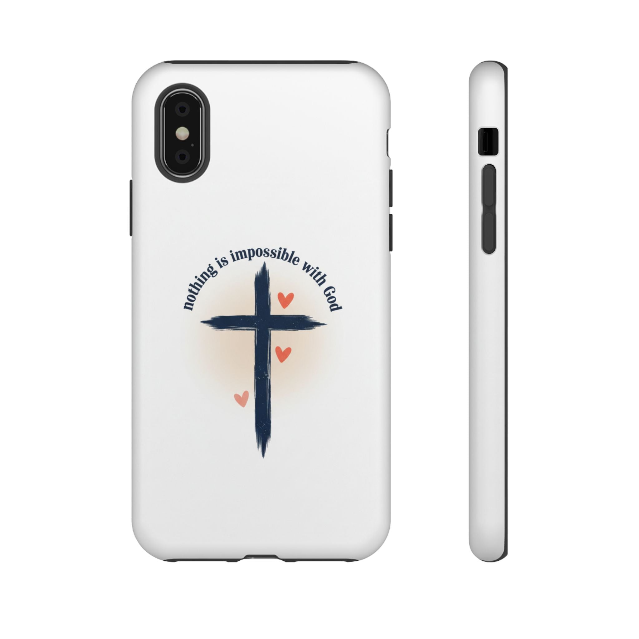Christian Cross Phone Case — "Nothing Is Impossible With God" Inspirational iPhone Cover
