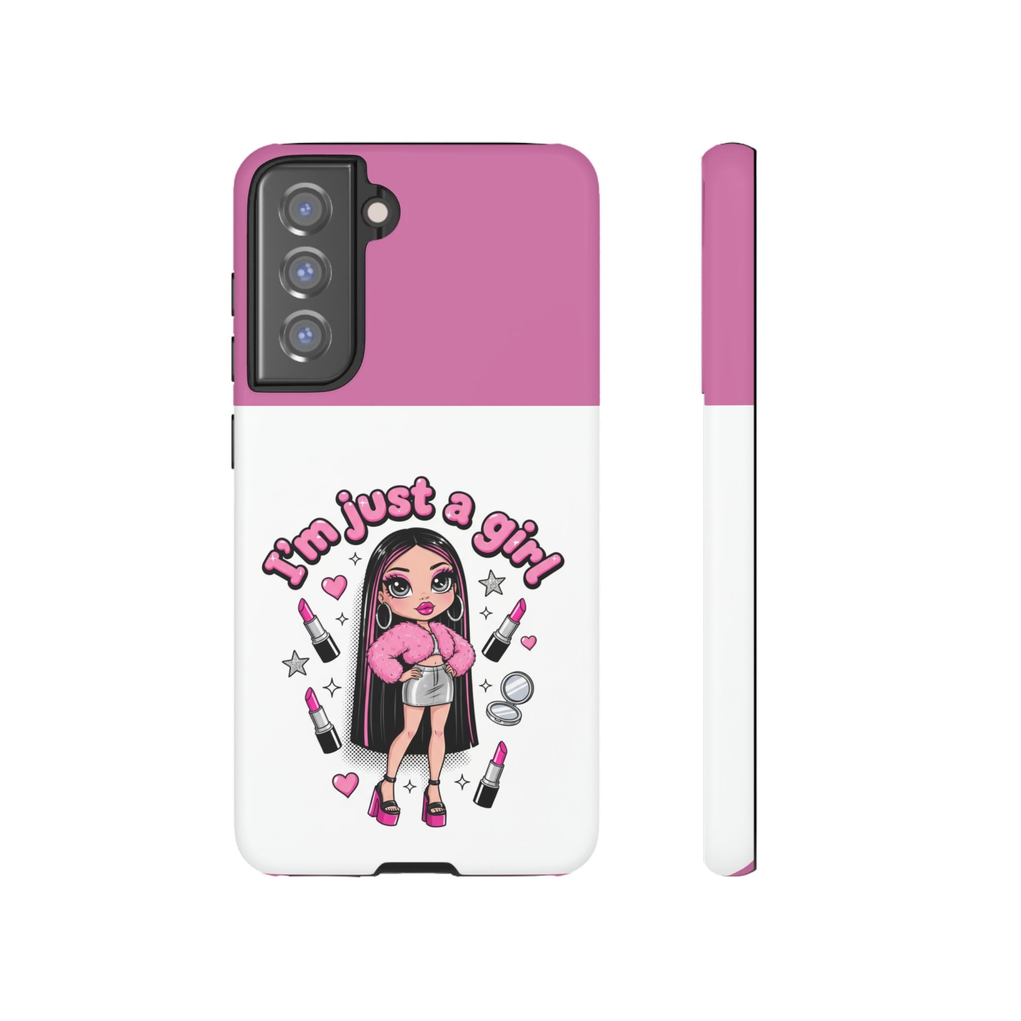 Phone Case — "I'm Just a Girl" Cute Makeup Girl Protective Tough Case