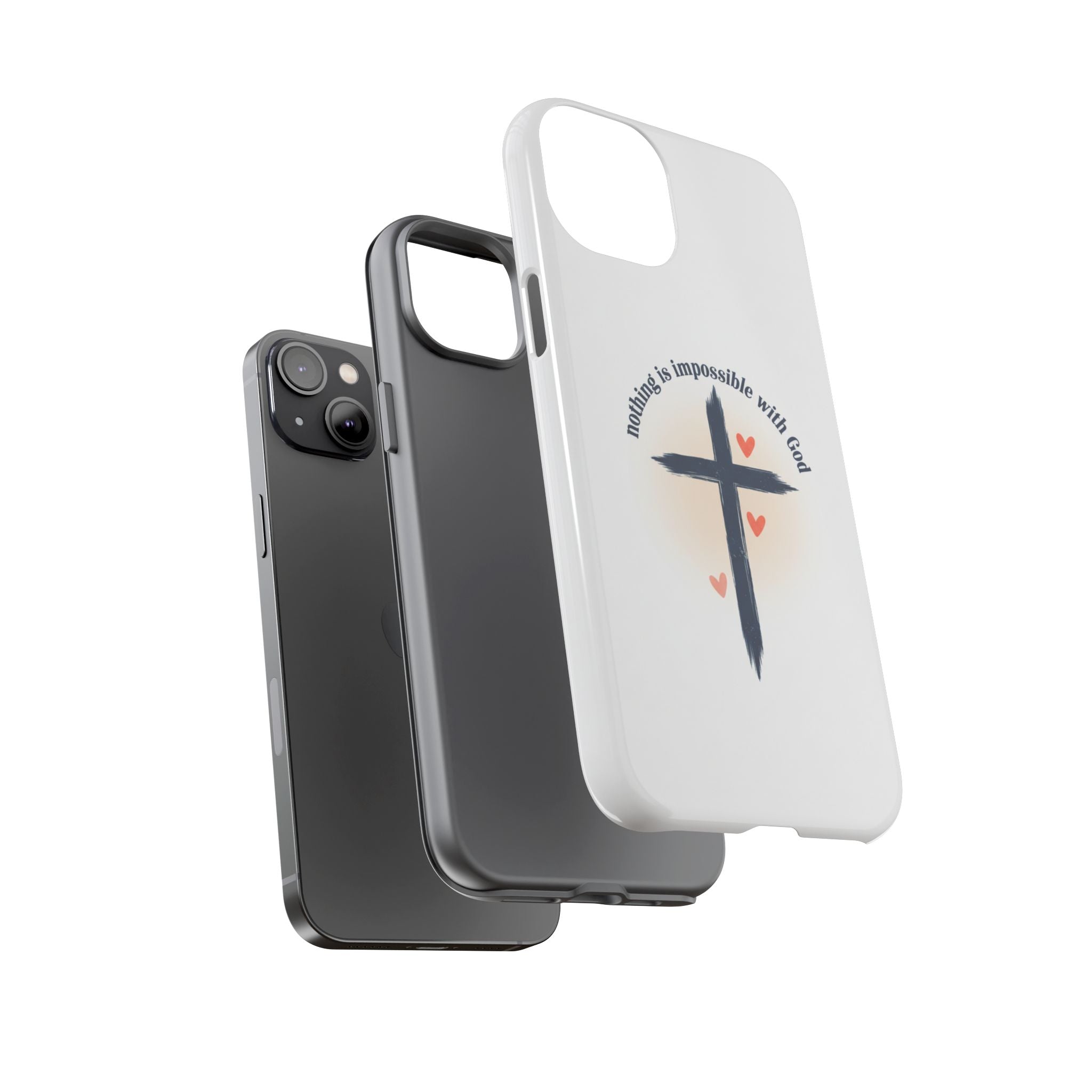 Christian Cross Phone Case — "Nothing Is Impossible With God" Inspirational iPhone Cover