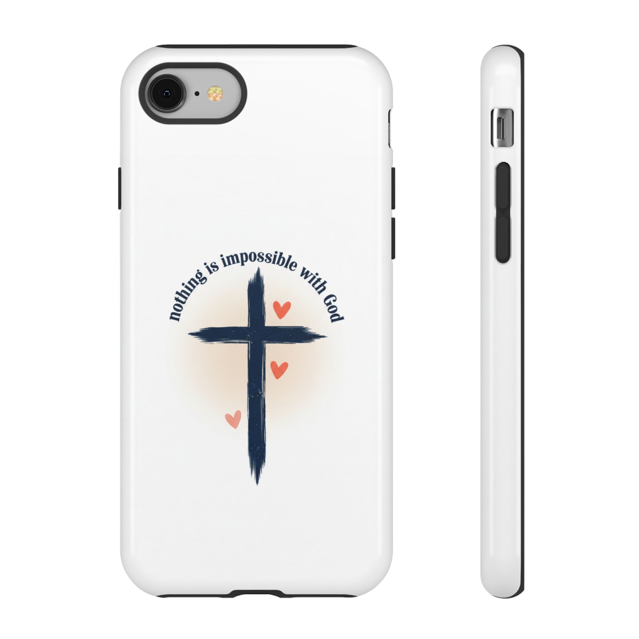 Christian Cross Phone Case — "Nothing Is Impossible With God" Inspirational iPhone Cover