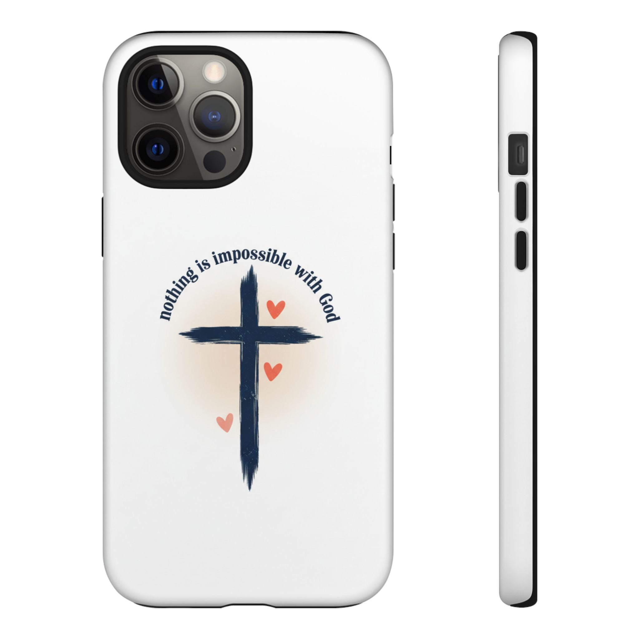 Christian Cross Phone Case — "Nothing Is Impossible With God" Inspirational iPhone Cover